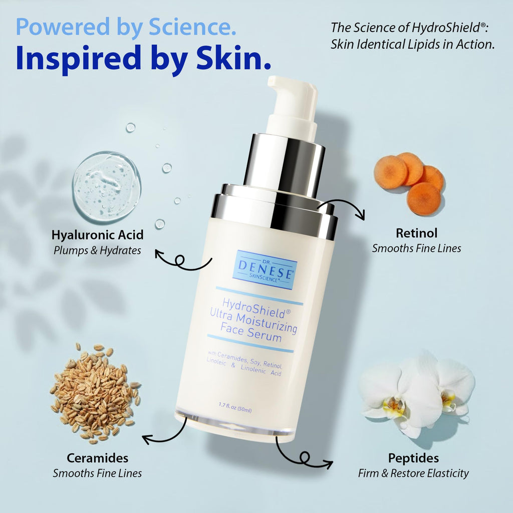 Dr. Denese SkinScience HydroShield Ultra Face Serum – Retinol & Ceramides for Deep Moisture & Radiance (Dermatologist Tested, Cruelty-Free)