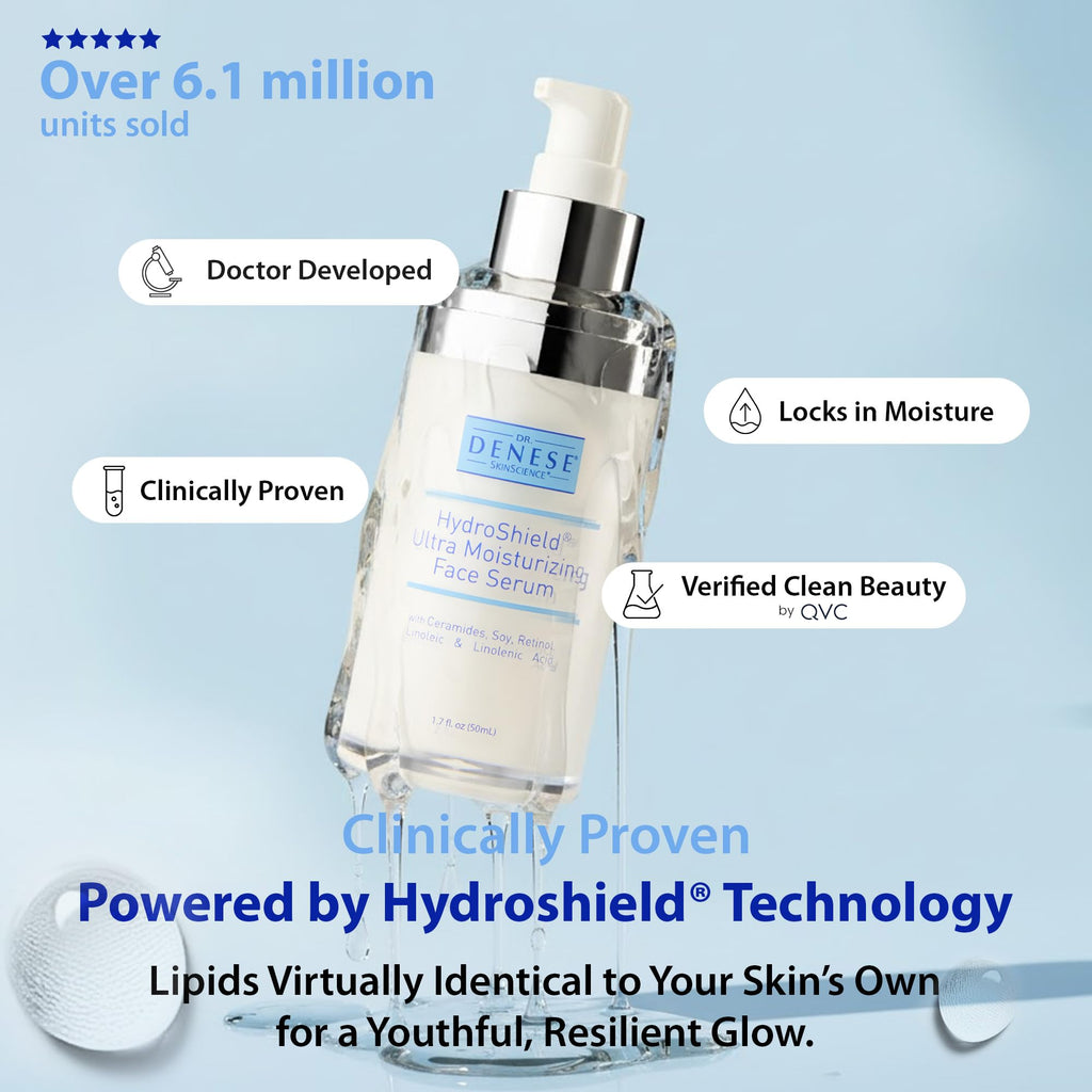 Dr. Denese SkinScience HydroShield Ultra Face Serum – Retinol & Ceramides for Deep Moisture & Radiance (Dermatologist Tested, Cruelty-Free)
