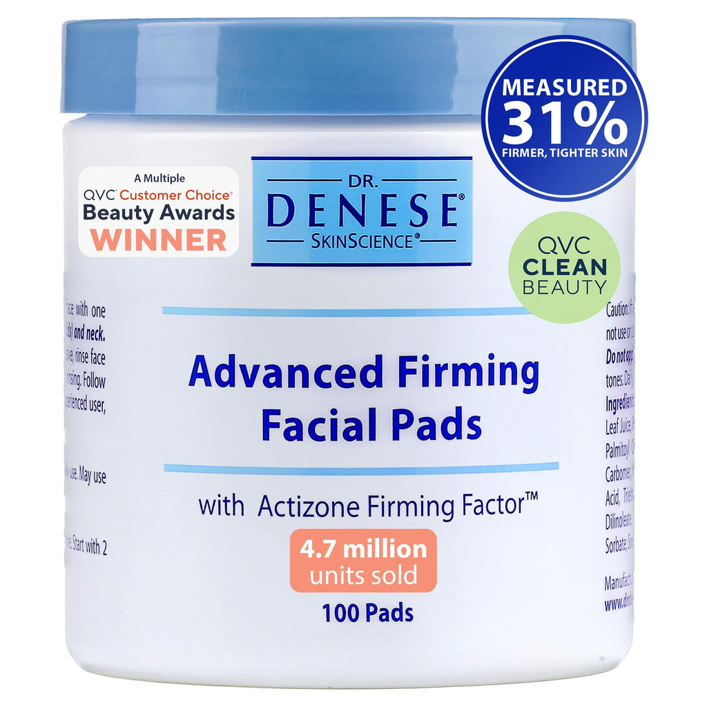 Dr. Denese SkinScience Advanced Firming Facial Pads – 100 Count | Glycolic Exfoliant with Peptides & Aloe
