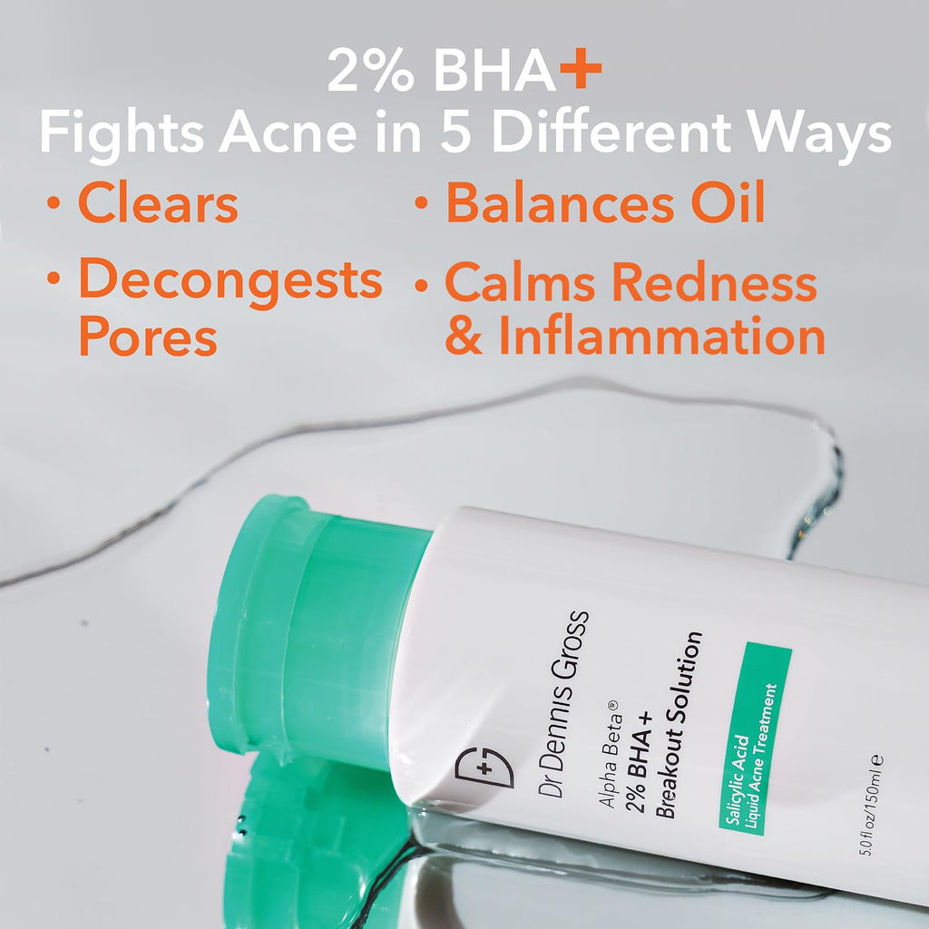 Dr Dennis Gross Alpha Beta 2% BHA+ Breakout Solution – Minimize Pores, Clear Breakouts | 5 oz