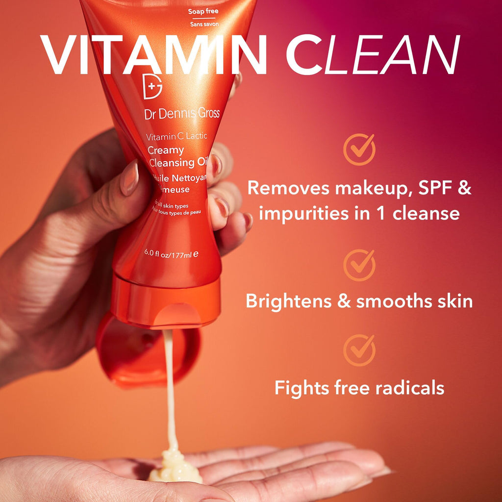 Dr Dennis Gross Vitamin C Lactic Creamy Cleansing Oil — Removes Makeup & SPF (6 oz)
