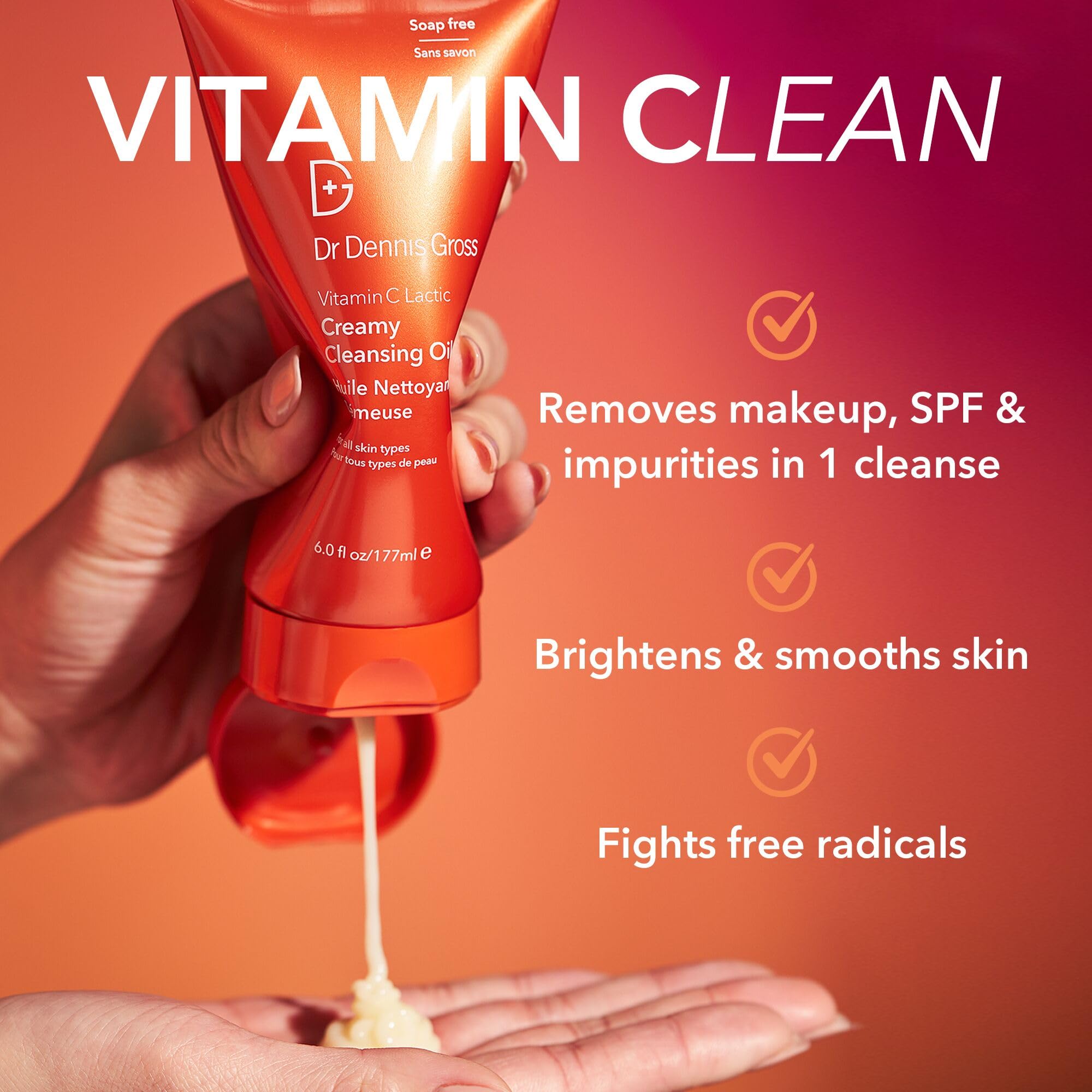 Dr Dennis Gross Vitamin C Lactic Creamy Cleansing Oil — Removes Makeup & SPF (6 oz)