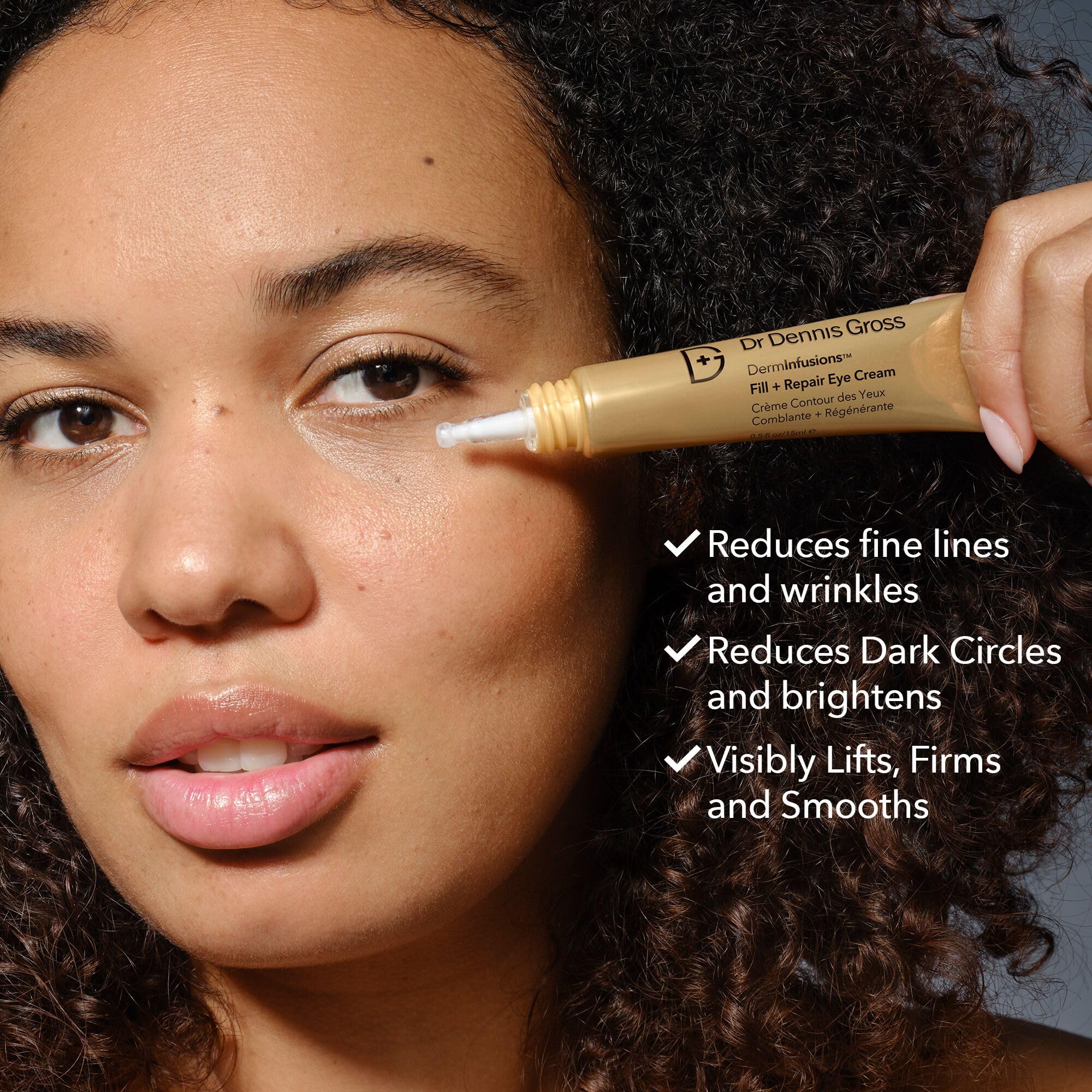 Dr Dennis Gross DermInfusions Fill + Repair Eye Cream – Hydrating & Brightening, 0.5 oz
