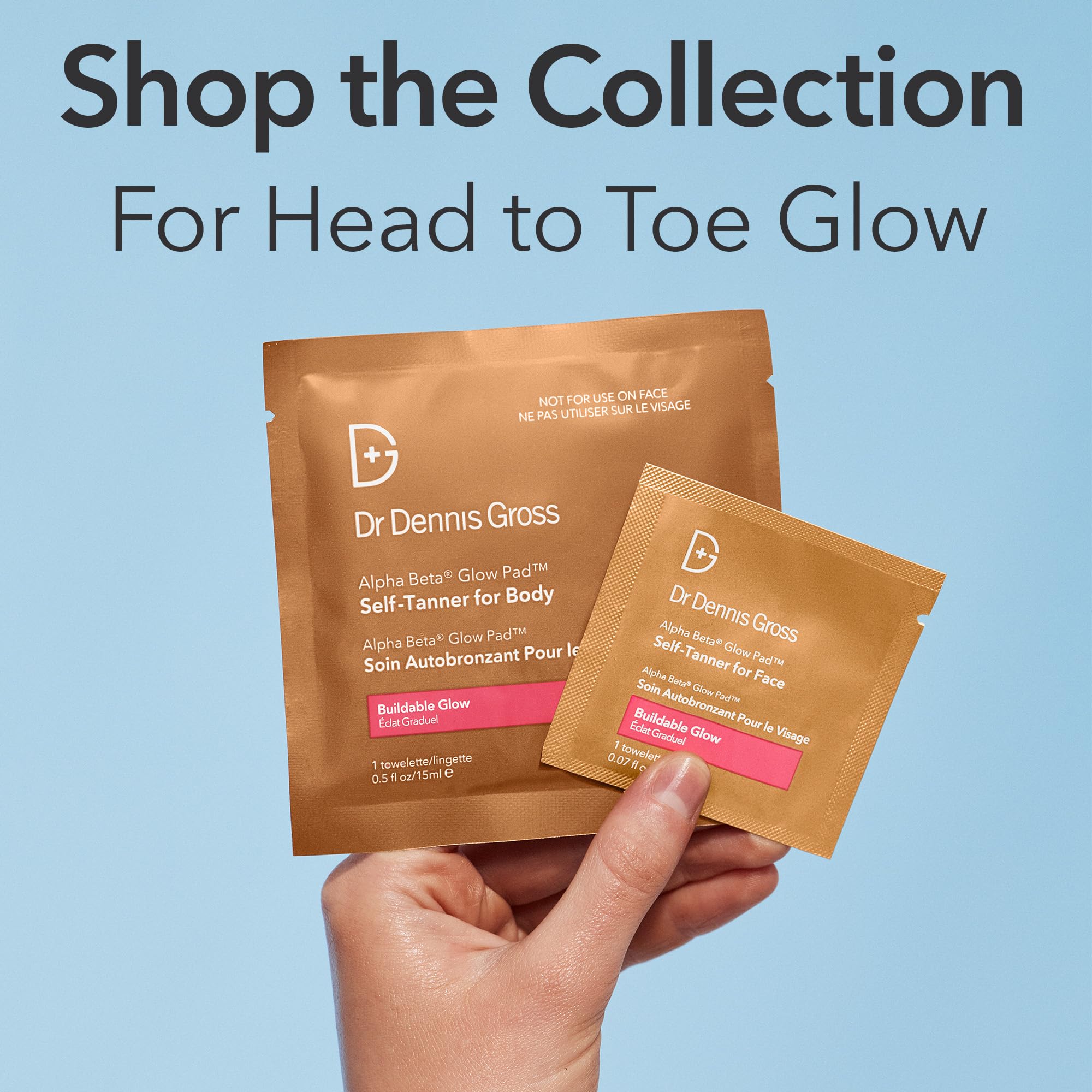 Dr Dennis Gross Glow Pad Body – Buildable Hydrating Self-Tanner Towelettes with AHAs/BHAs