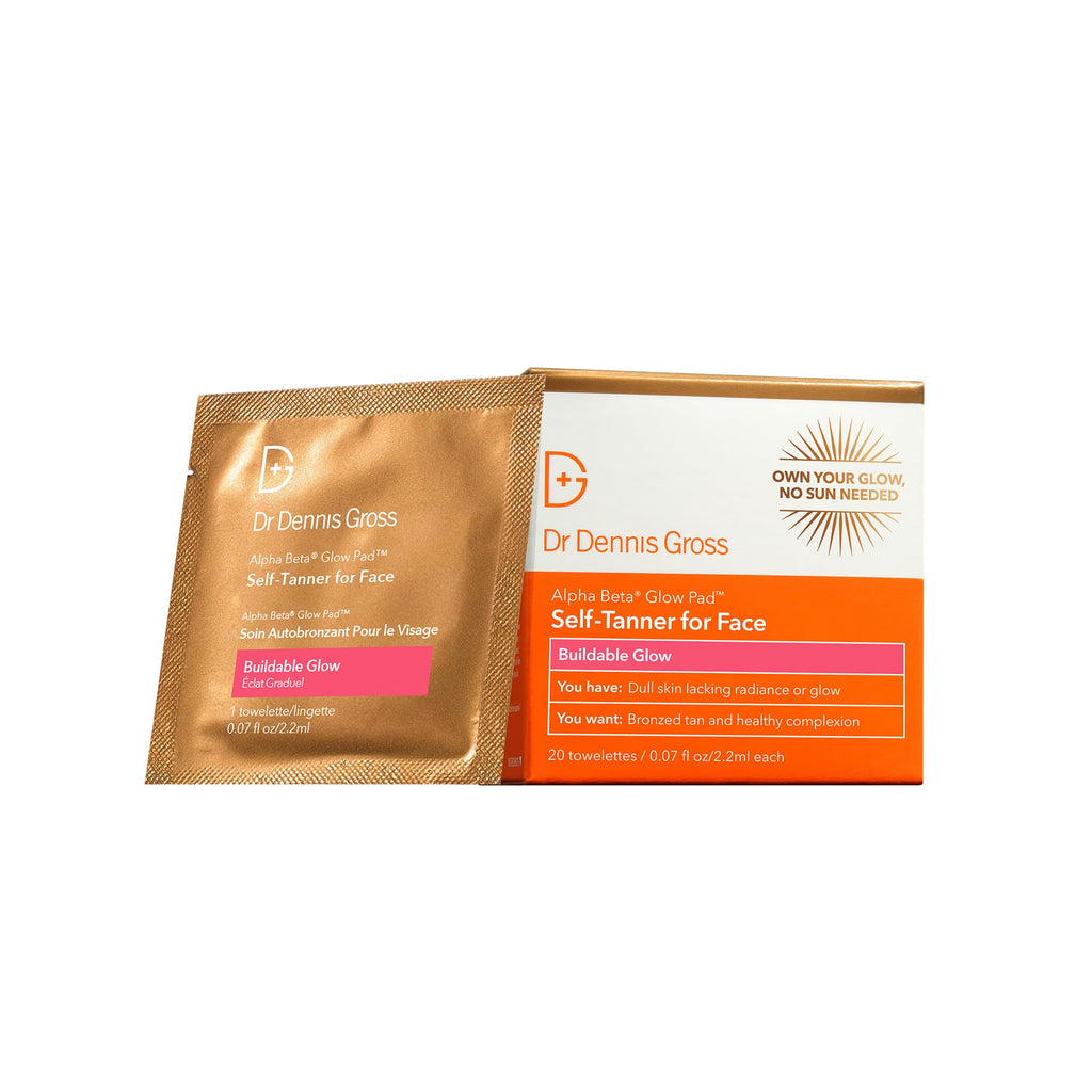 Dr. Dennis Gross Glow Pad Self-Tanner for Face – Buildable, Streak-Free, 20-Pack