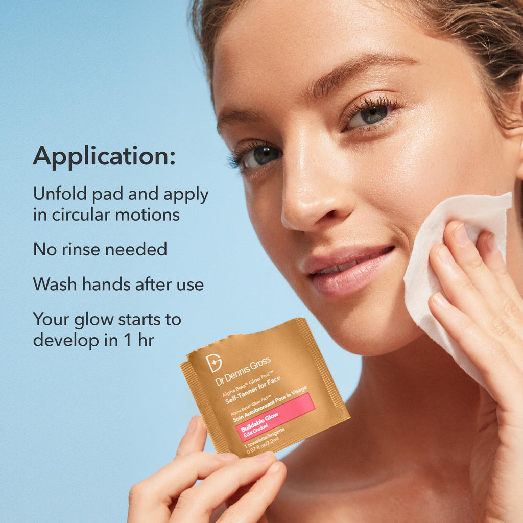 Dr. Dennis Gross Glow Pad Self-Tanner for Face – Buildable, Streak-Free, 20-Pack