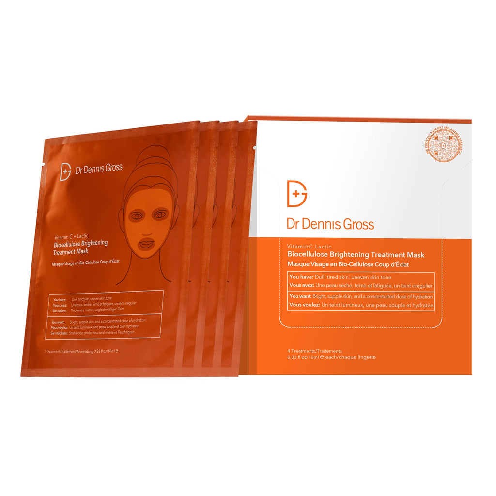 Dr Dennis Gross Vitamin C Lactic Biocellulose Brightening Treatment Mask – 4 Pack