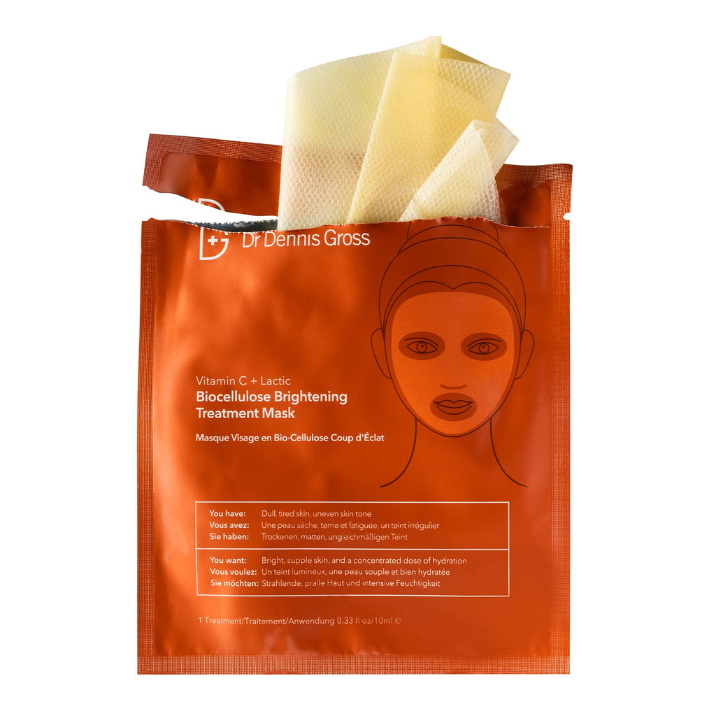 Dr Dennis Gross Vitamin C Lactic Biocellulose Brightening Treatment Mask – 4 Pack