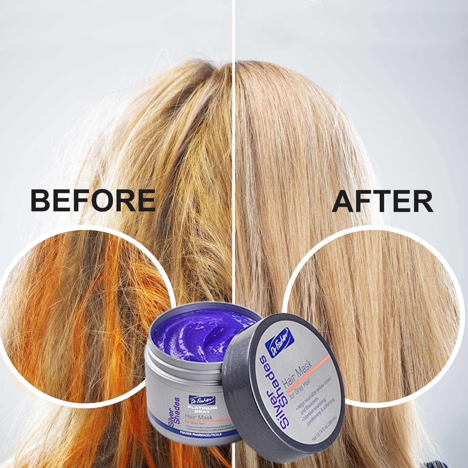 Dr. Fischer Purple Mask for Silver Perfection - Neutralizes Yellow Tones, Hydrates Gray Hair, Sulfate-Free