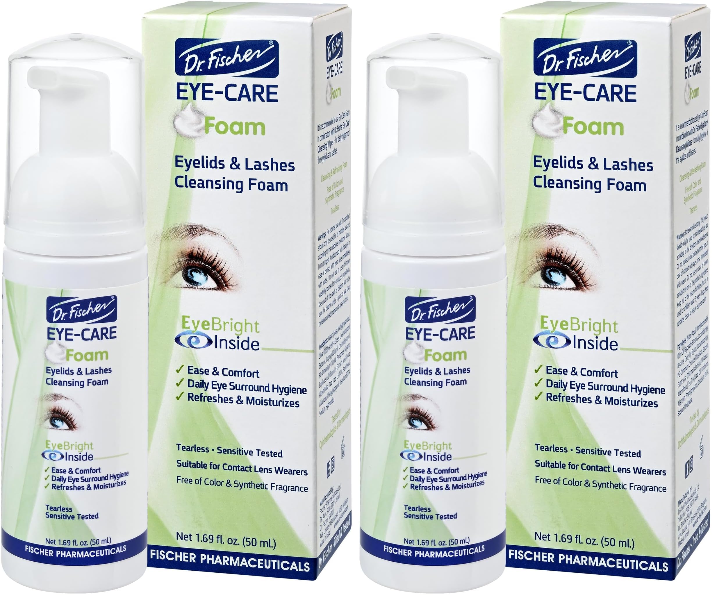 Dr. Fischer Tea Tree Oil Eyelid Cleanser – Gentle Tear-Free Eye Lid Scrub (Pack of 2)