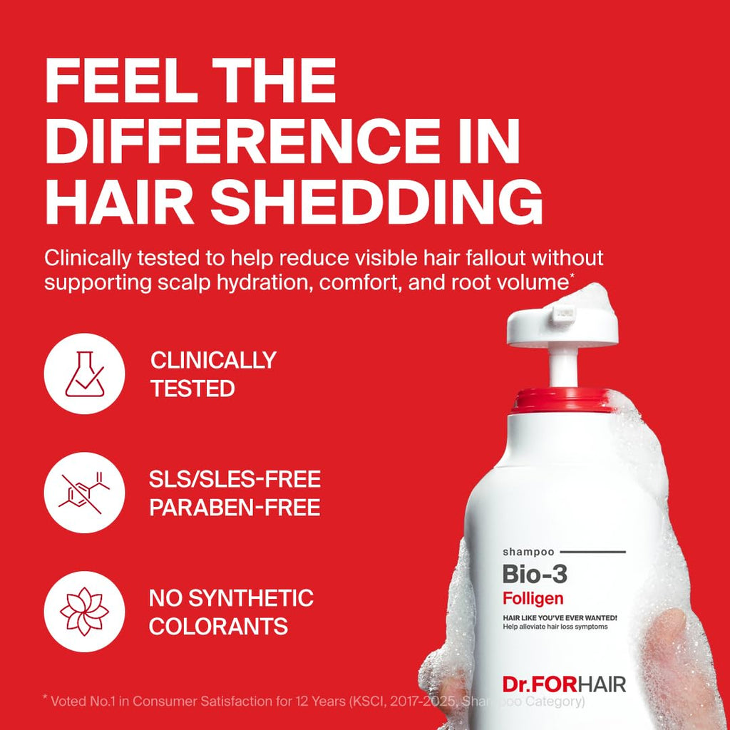 Dr.FORHAIR Folligen Bio-3 Shampoo – Volumizing, Clarifying & Root-Boost for Fuller-Looking Hair | 16.91 fl oz