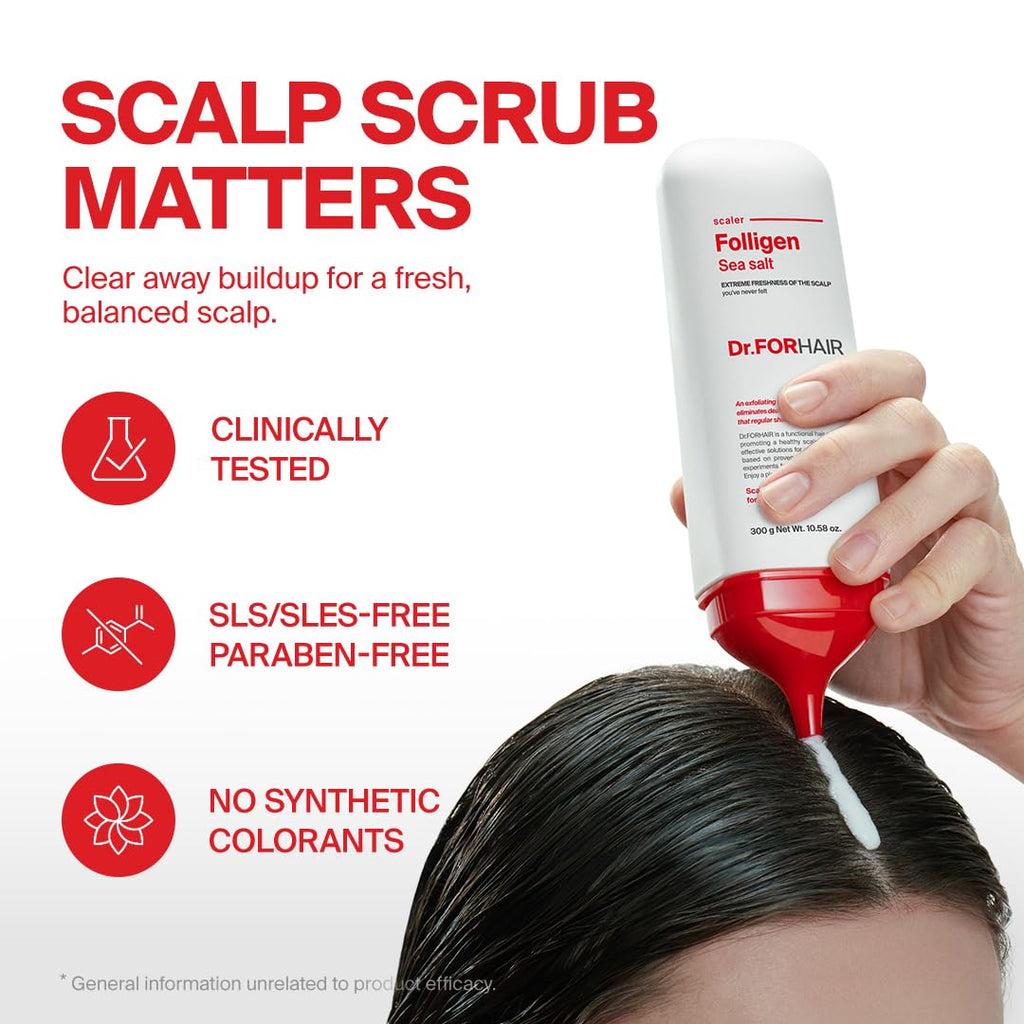 Dr.FORHAIR Folligen Sea Salt Scaler – Scalp Exfoliator & Scrub, Korean Hair Care, 10.58 fl oz