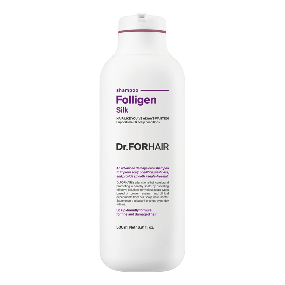 Dr.FORHAIR Folligen Silk Shampoo – Volumizing Korean Haircare for Damage Care, 16.91 oz
