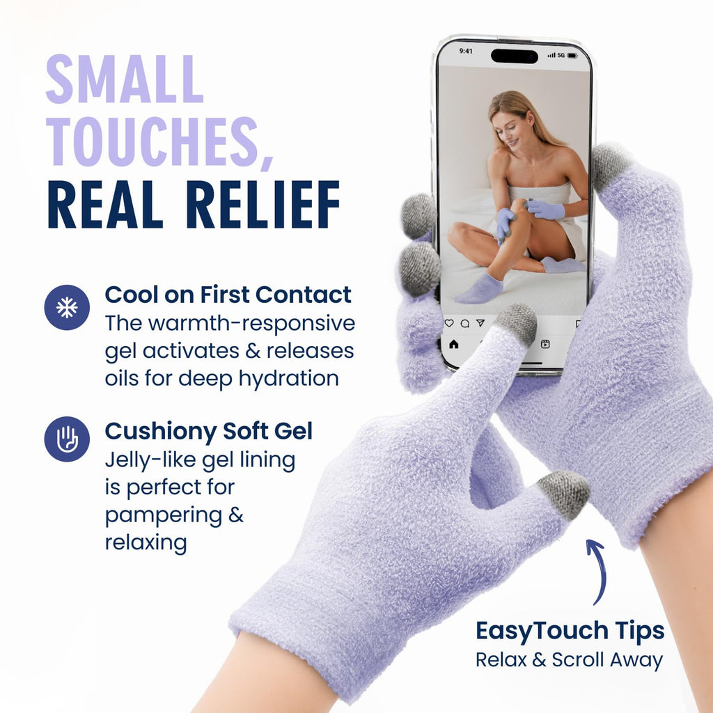 Dr. Frederick's Original Moisturizing Gel Gloves – Deep Hydration & Touchscreen-Ready (Lilac Leisure)