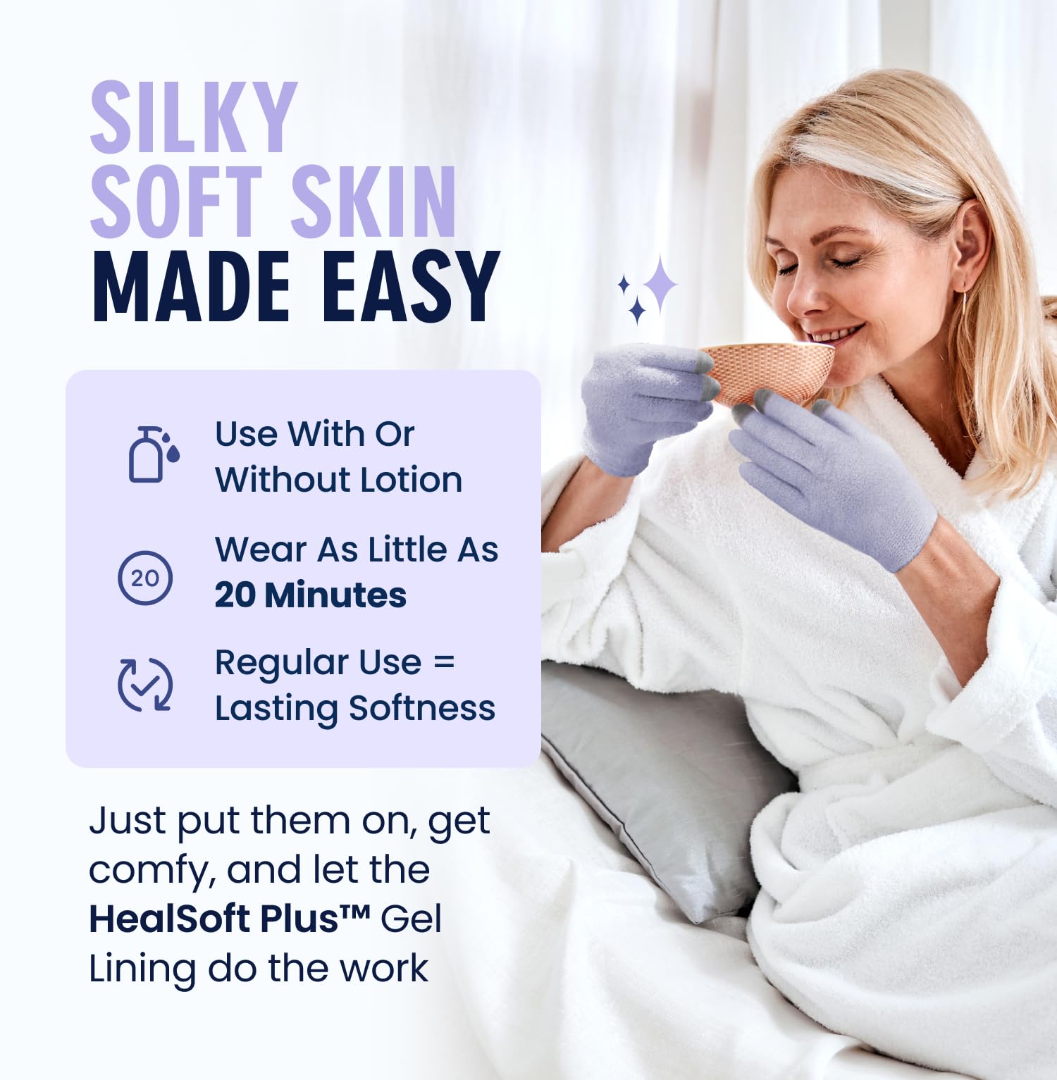 Dr. Frederick's Original Moisturizing Gel Gloves – Deep Hydration & Touchscreen-Ready (Lilac Leisure)
