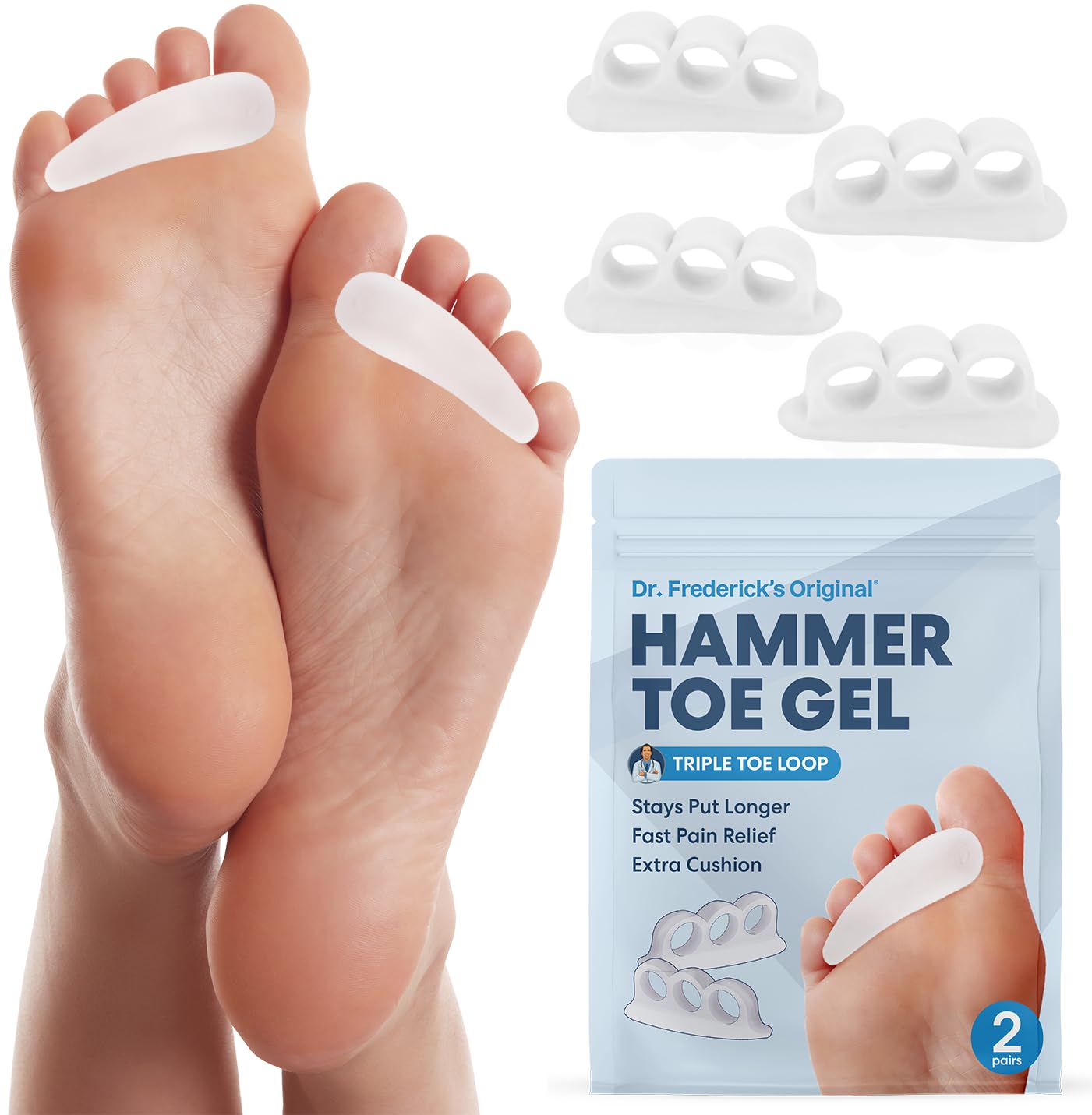 Dr. Frederick's Original Hammer Toe Corrector Gels – 2 Pairs for All-Day Toe Alignment
