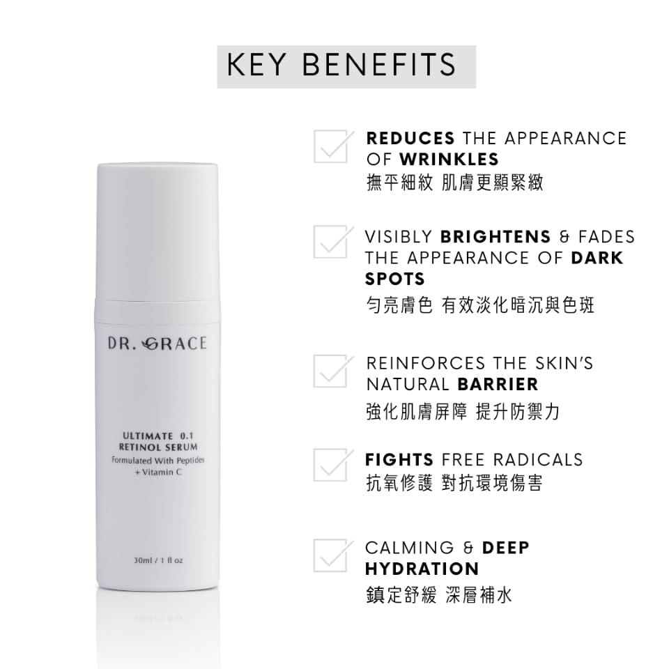 Dr. Grace Ultimate 0.1 Retinol Serum – Gentle Nightly Treatment with Encapsulated Retinol & Vitamin C