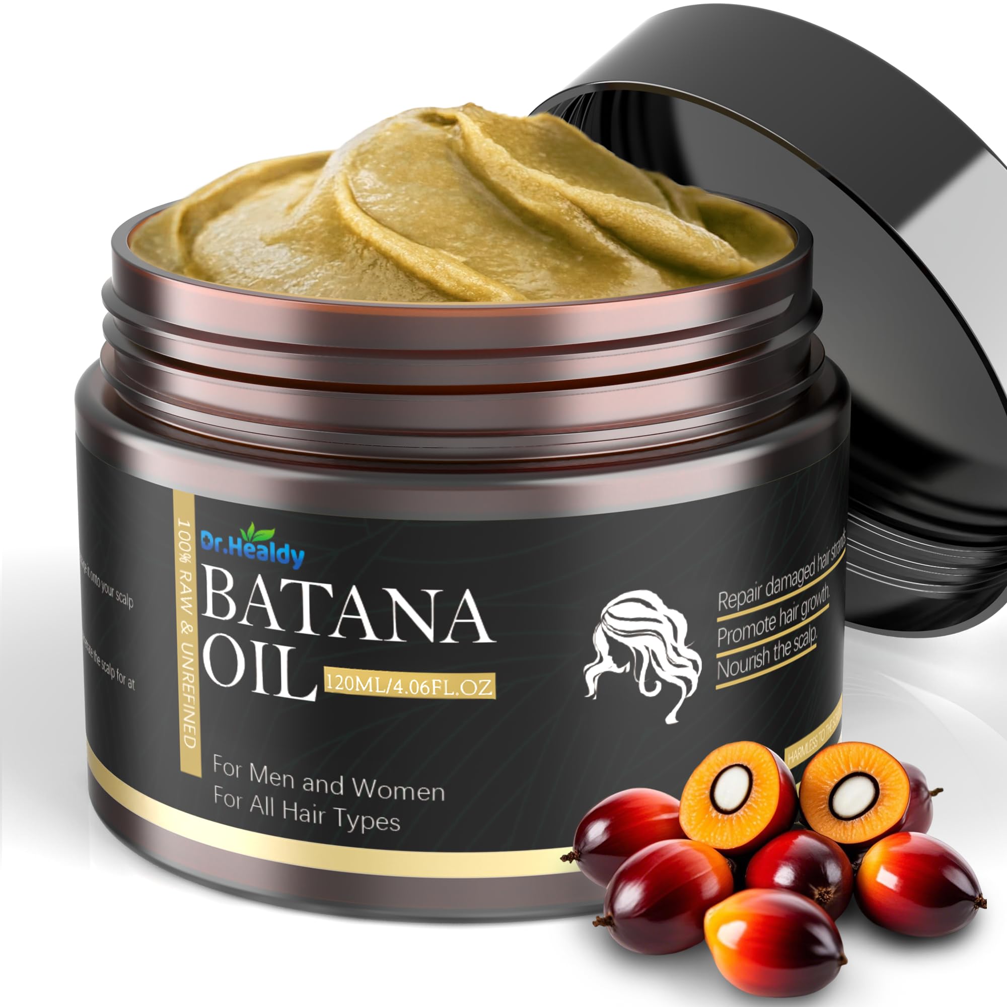 Dr. Healdy Batana Oil for Hair Growth - 100% Raw & Unrefined | All Hair Types, 4.06 Fl Oz