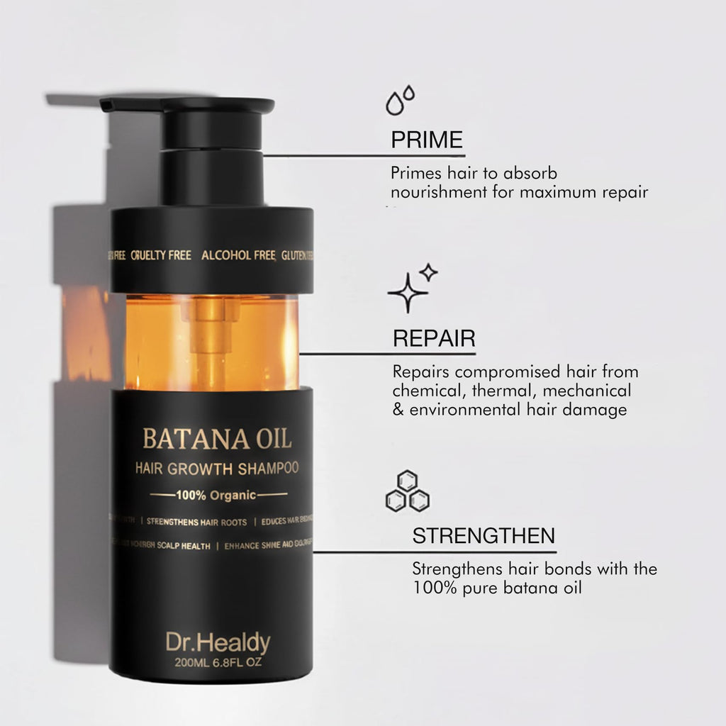 Dr. Healdy Anti-Thinning Batana Oil Shampoo & Deep Moisturizing Conditioner Set – 6.8oz x2