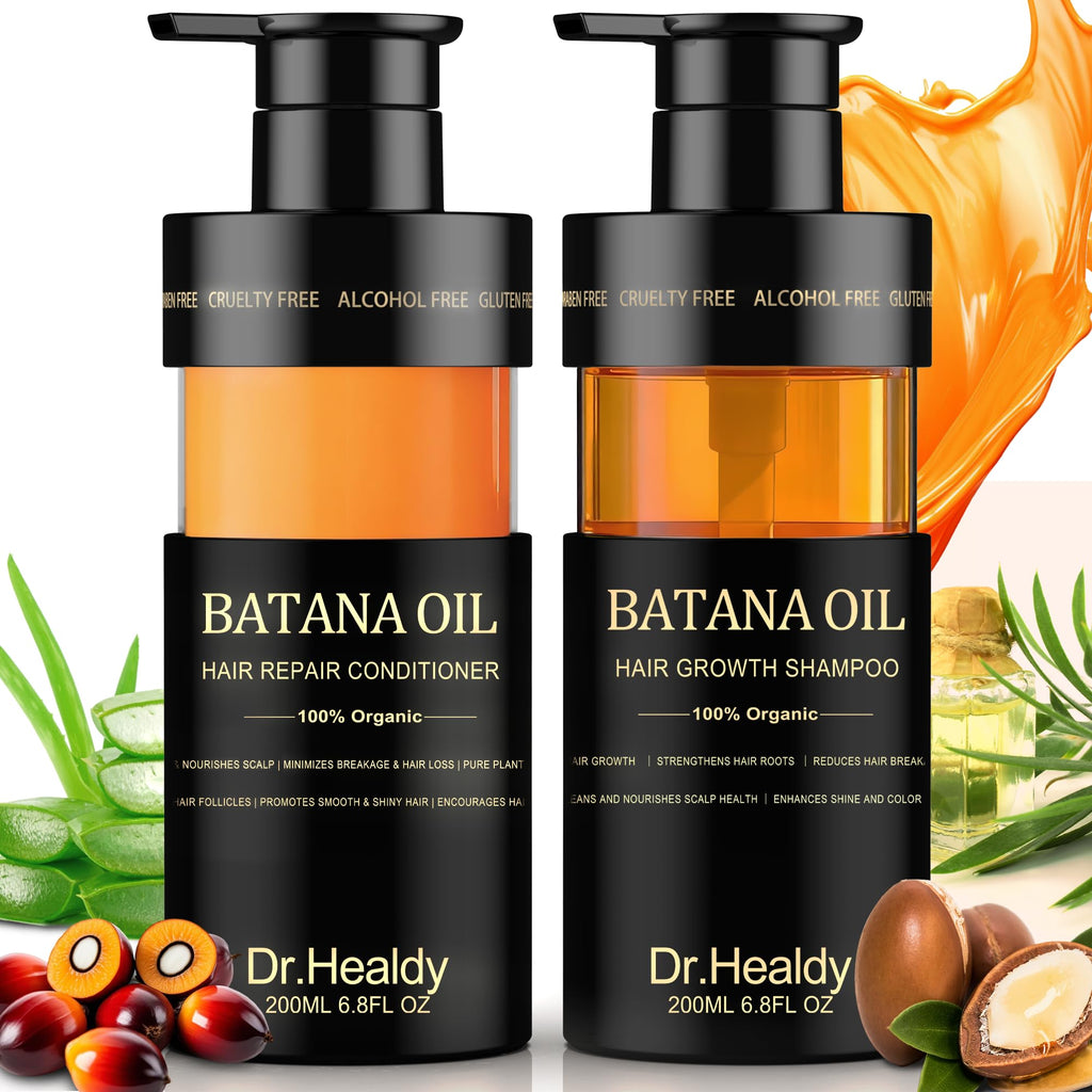 Dr. Healdy Batana Oil Shampoo & Conditioner Set — Hair Growth, Thickening & Hydration (Sulfate Free)