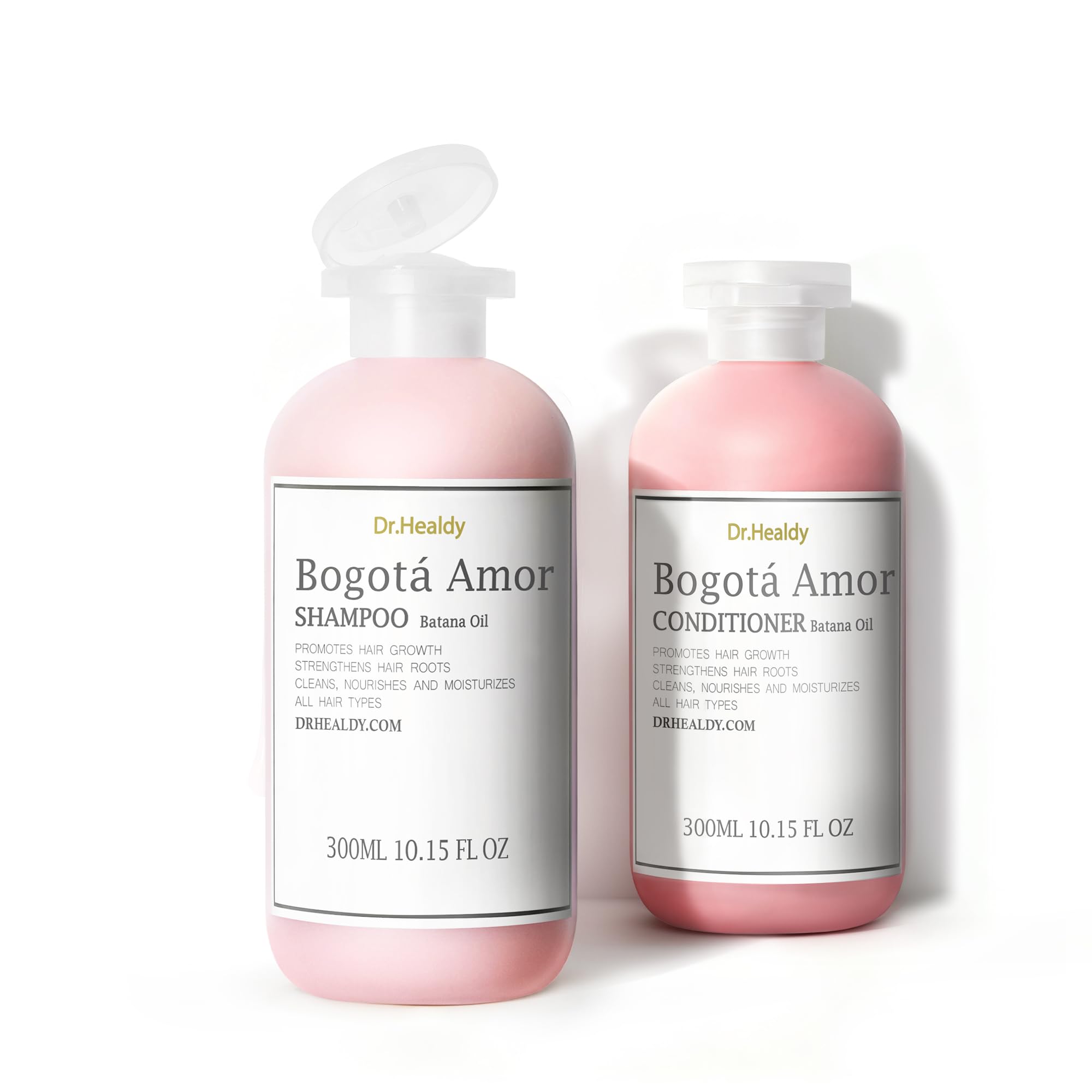 Dr. Healdy Moisturizing Shampoo & Conditioner Set — Batana Oil, 72-Hour Hydration, Pink Rose