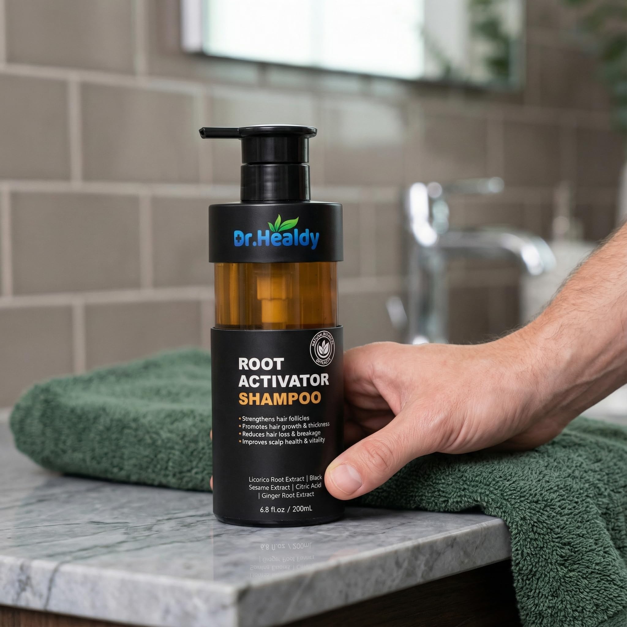 Dr. Healdy Root Activator Shampoo for Men — Hair Growth & Anti-Thinning, Sulfate Free, 13.6 oz