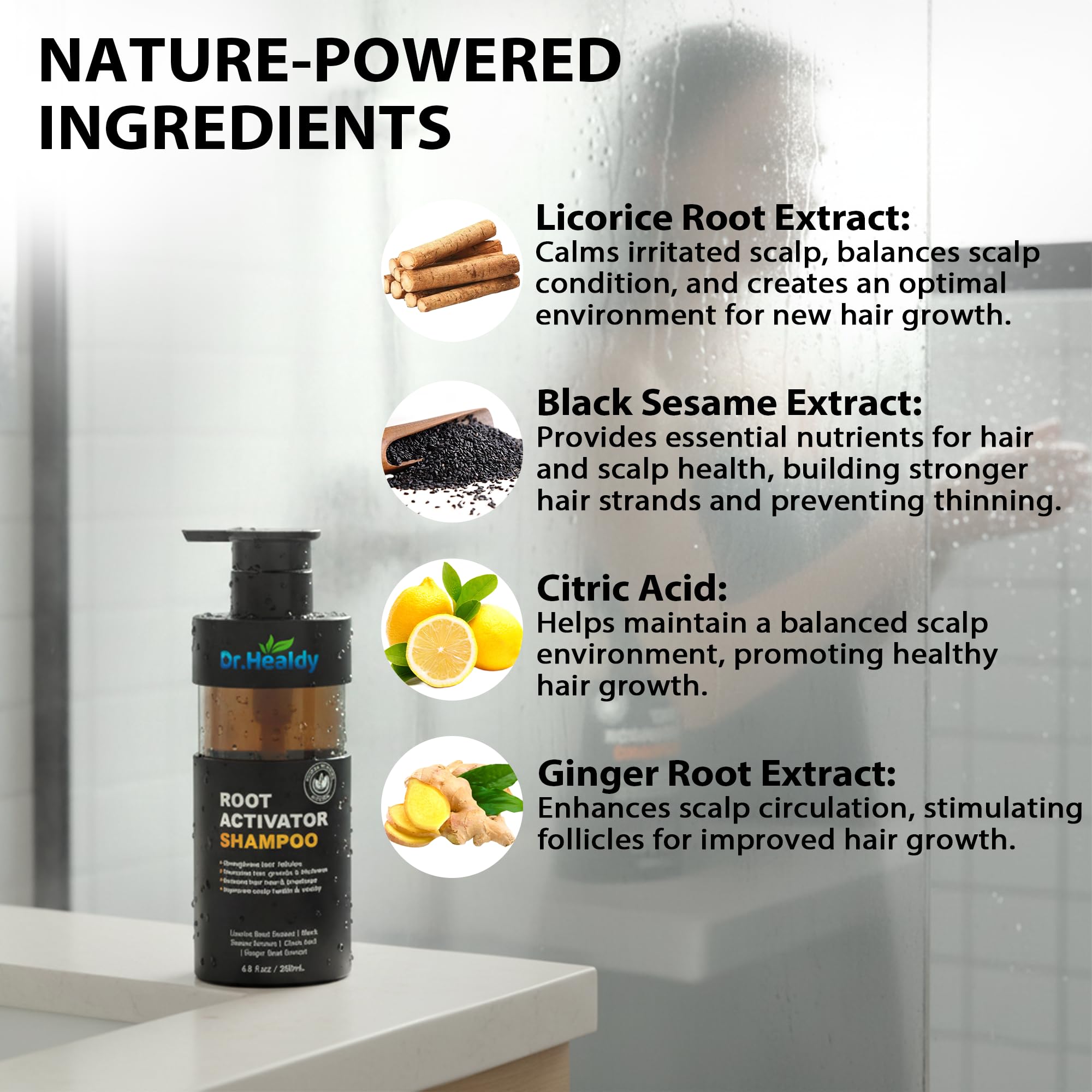 Dr. Healdy Root Activator Shampoo for Men — Hair Growth & Anti-Thinning, Sulfate Free, 13.6 oz