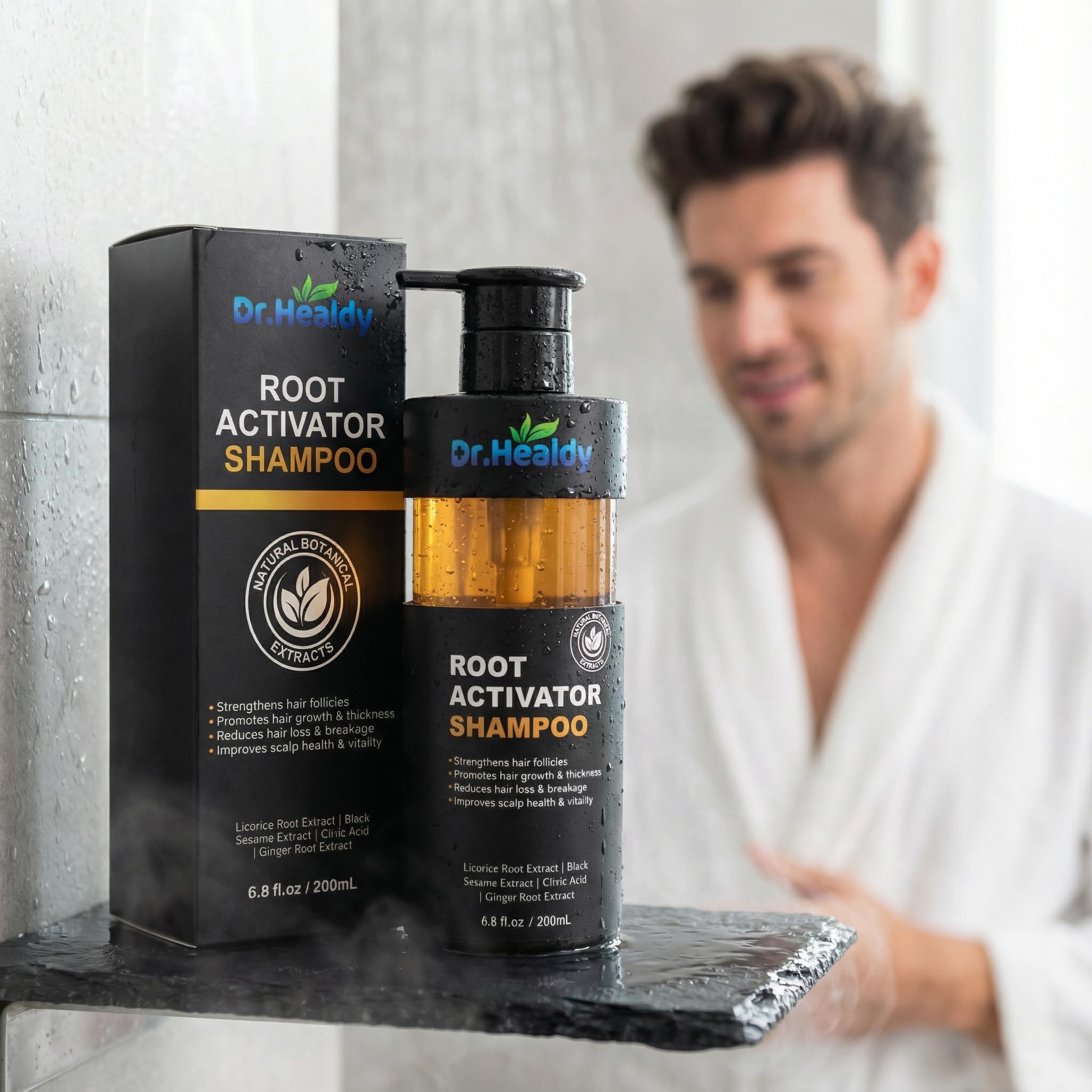 Dr. Healdy Root Activator Shampoo for Men — Hair Growth & Anti-Thinning, Sulfate Free, 13.6 oz