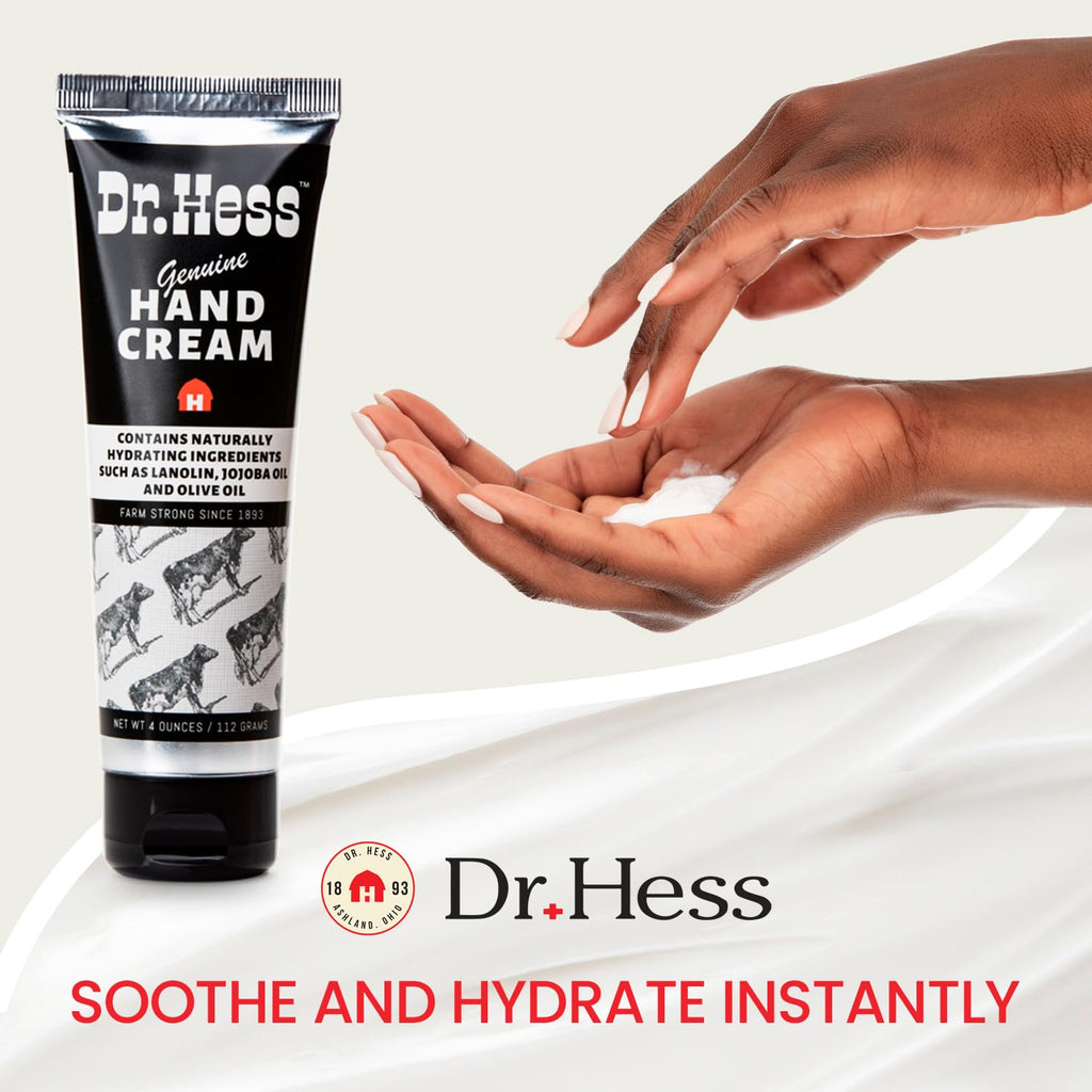Dr. Hess Genuine Hand Cream – Nourishing Lotion for Dry Hands & Heels, Eczema Relief, 4 oz x 2 Pack