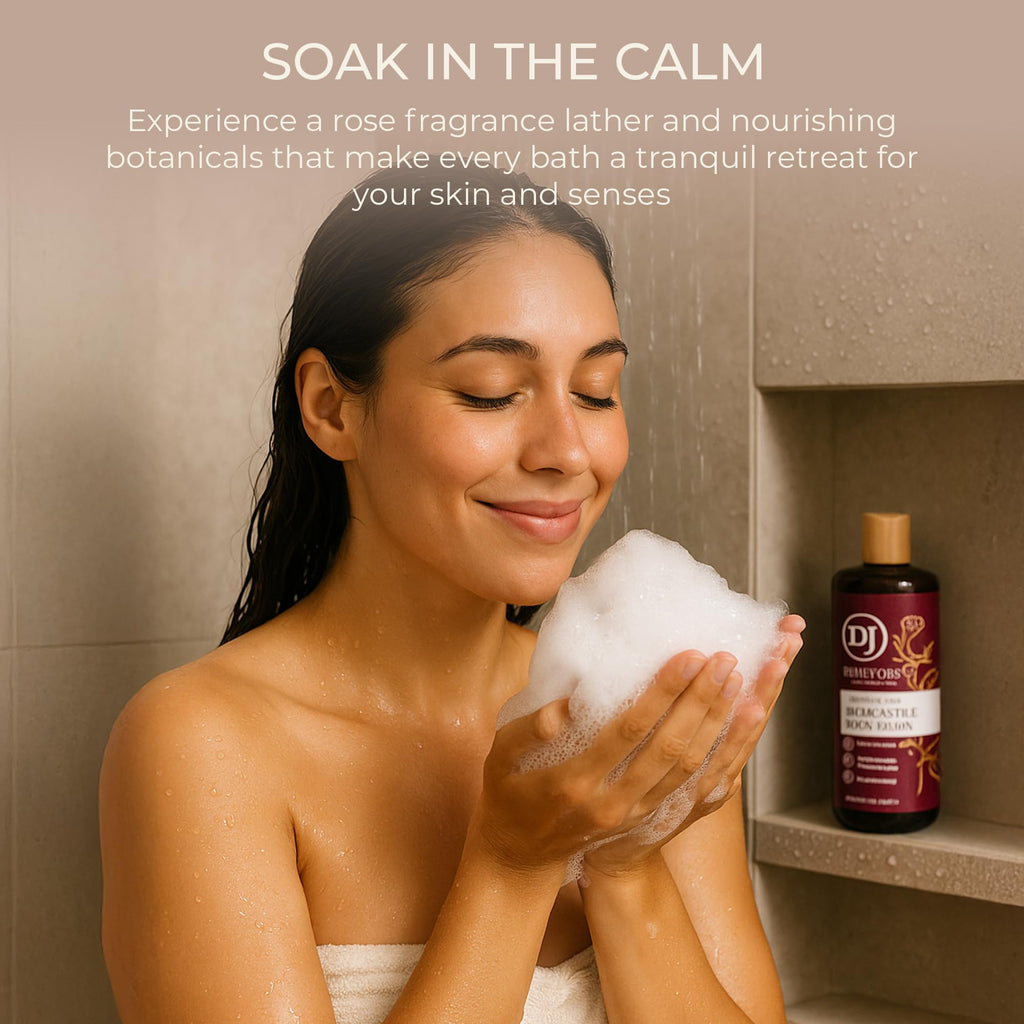 DR.JACOBS NATURALS Pure Castile Soap Rose – Plant-Based Body Wash (32 oz, Pack of 3)