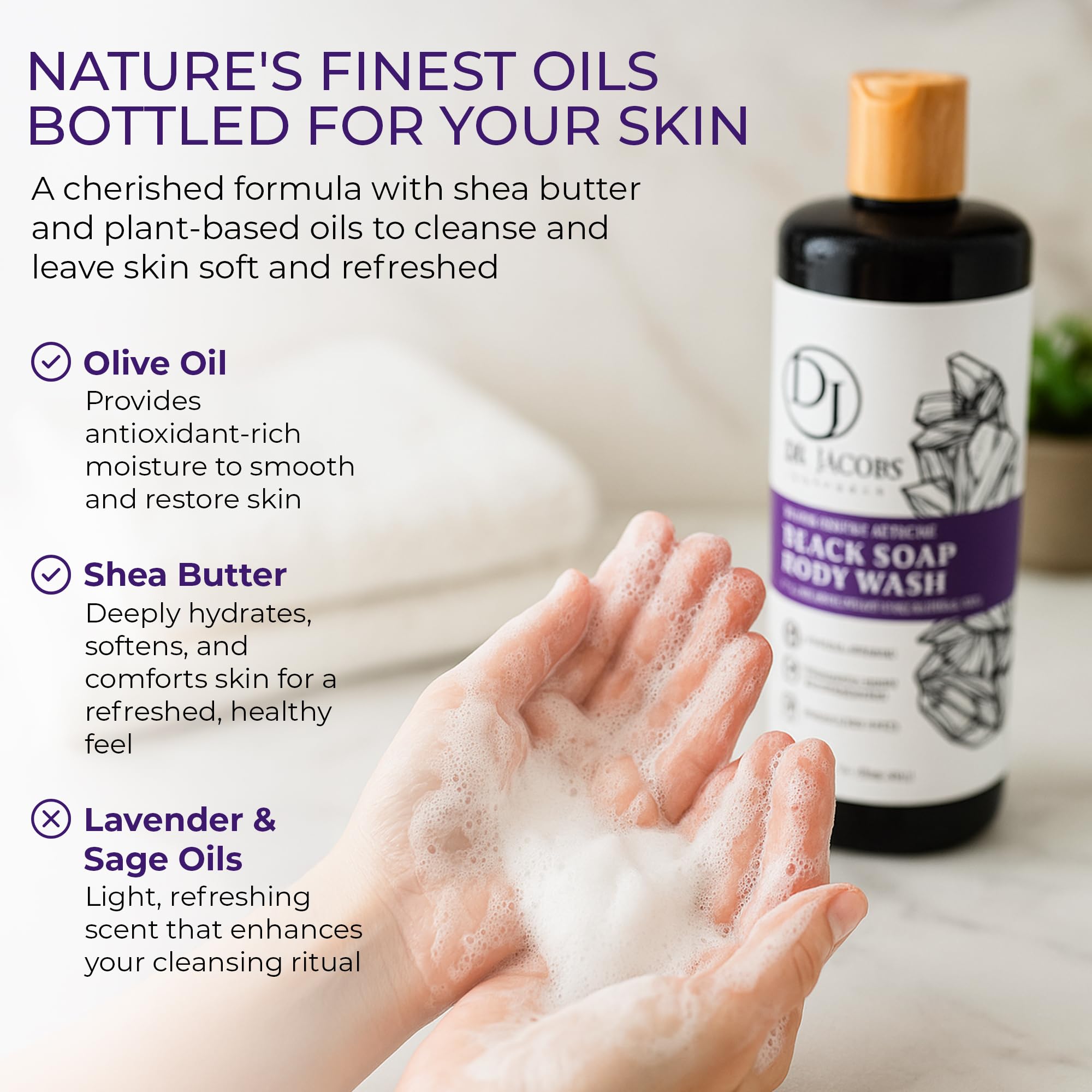 Dr Jacobs Naturals African Black Liquid Soap with Lavender & Sage – All-In-One Cleanser (2pk 16oz)
