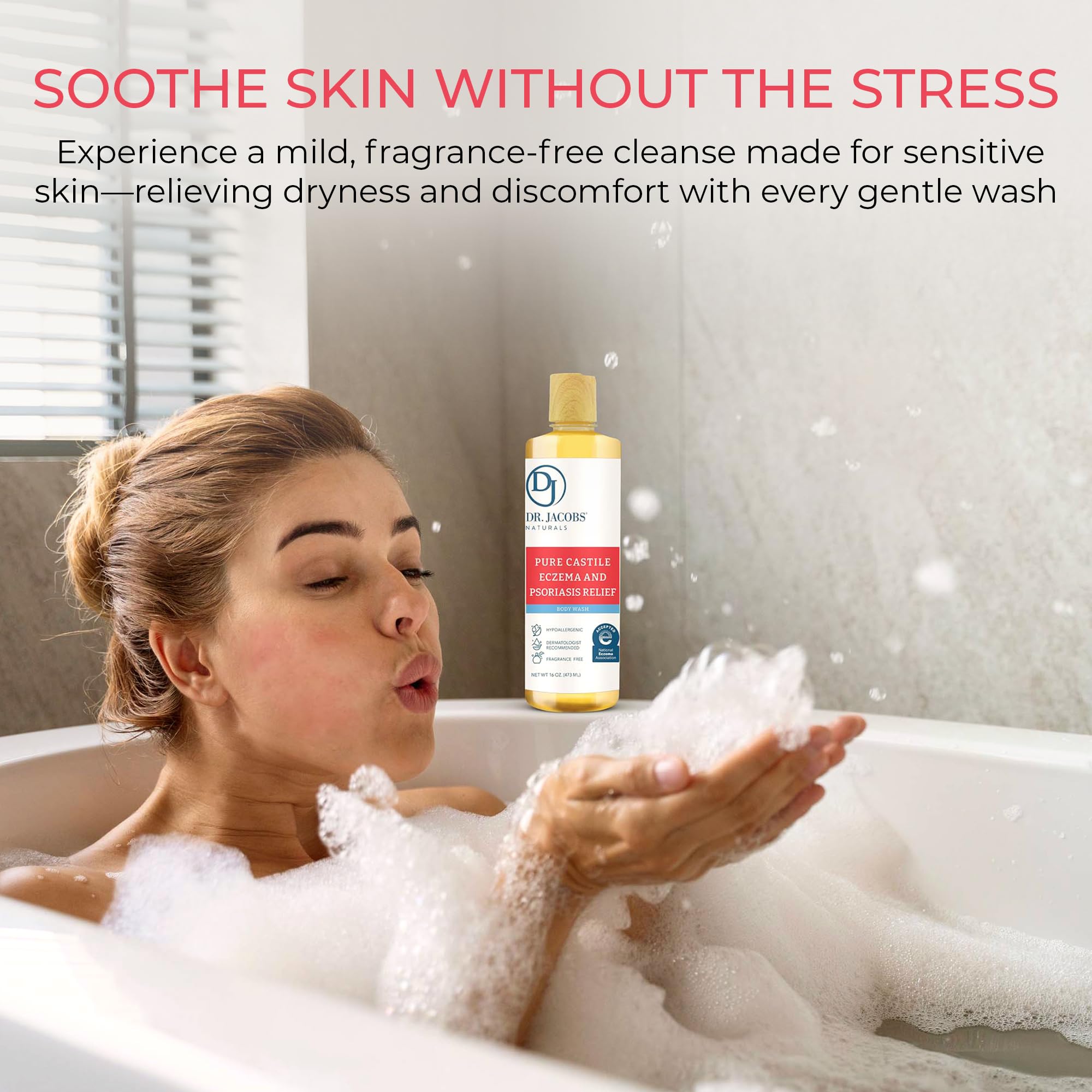 Dr. Jacobs Naturals Hypoallergenic Castile Soap – Fragrance-Free, Sensitive Skin Body Wash (16oz, 2PK)