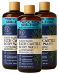 Dr. Jacobs Naturals Peppermint Castile Soap Liquid Body Wash – Plant-Based, Aloe Vera & Vitamin E, 32 oz x3 – Made in USA