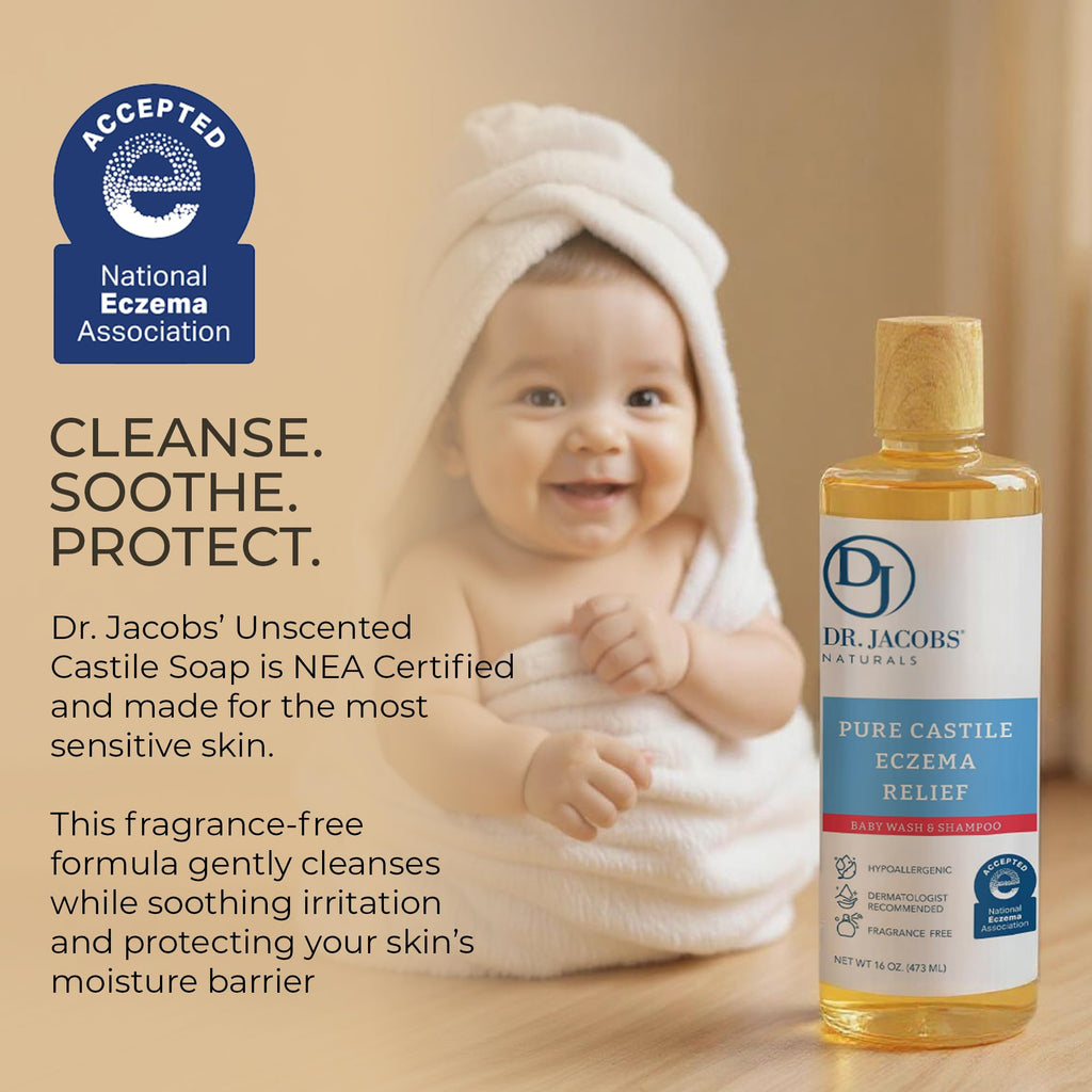 DR.JACOBS NATURALS Pure Castile Baby Wash – Gentle, Fragrance-Free for Sensitive Skin (16 oz)