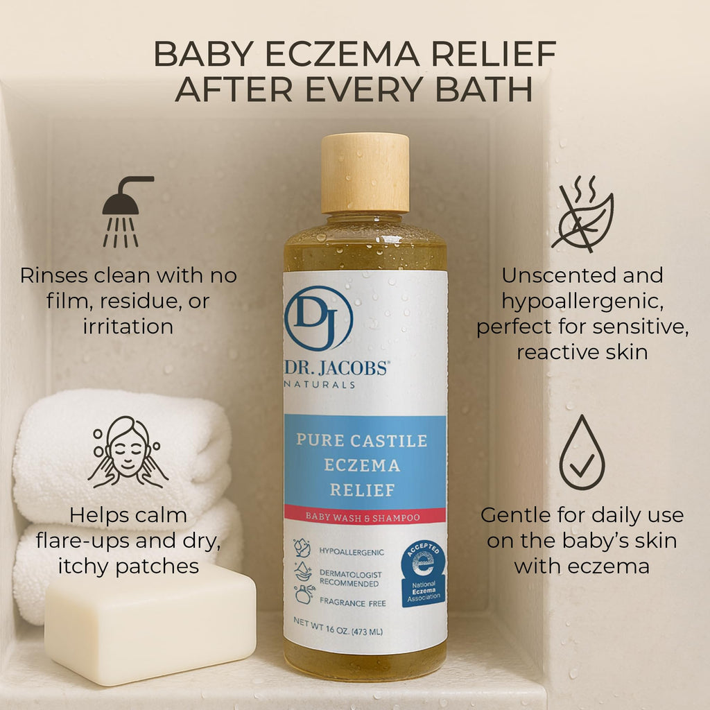 DR.JACOBS NATURALS Pure Castile Baby Wash – Gentle, Fragrance-Free for Sensitive Skin (16 oz)