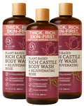 DR.JACOBS NATURALS Pure Castile Soap Rose – Plant-Based Body Wash (32 oz, Pack of 3)