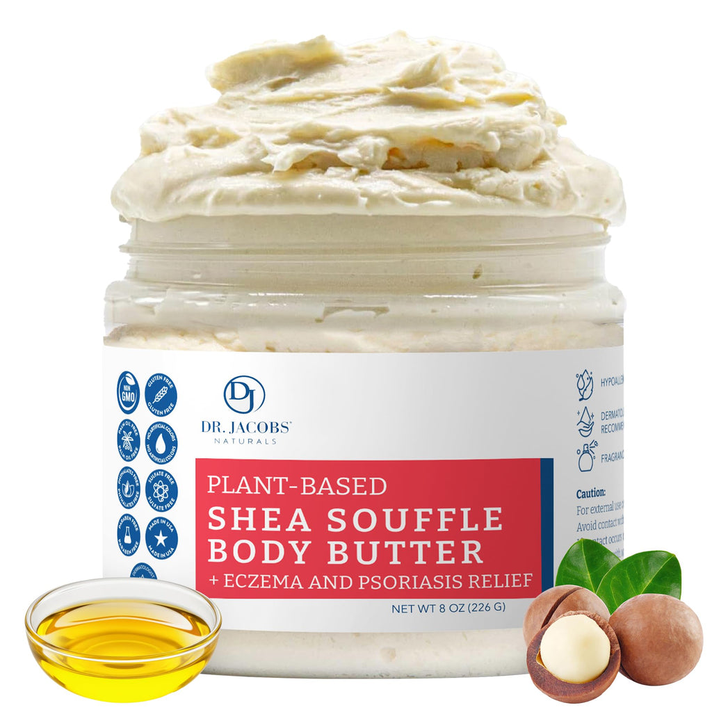 Dr. Jacobs Naturals Shea Soufflé Body Butter – Unscented, Lightweight Hydration
