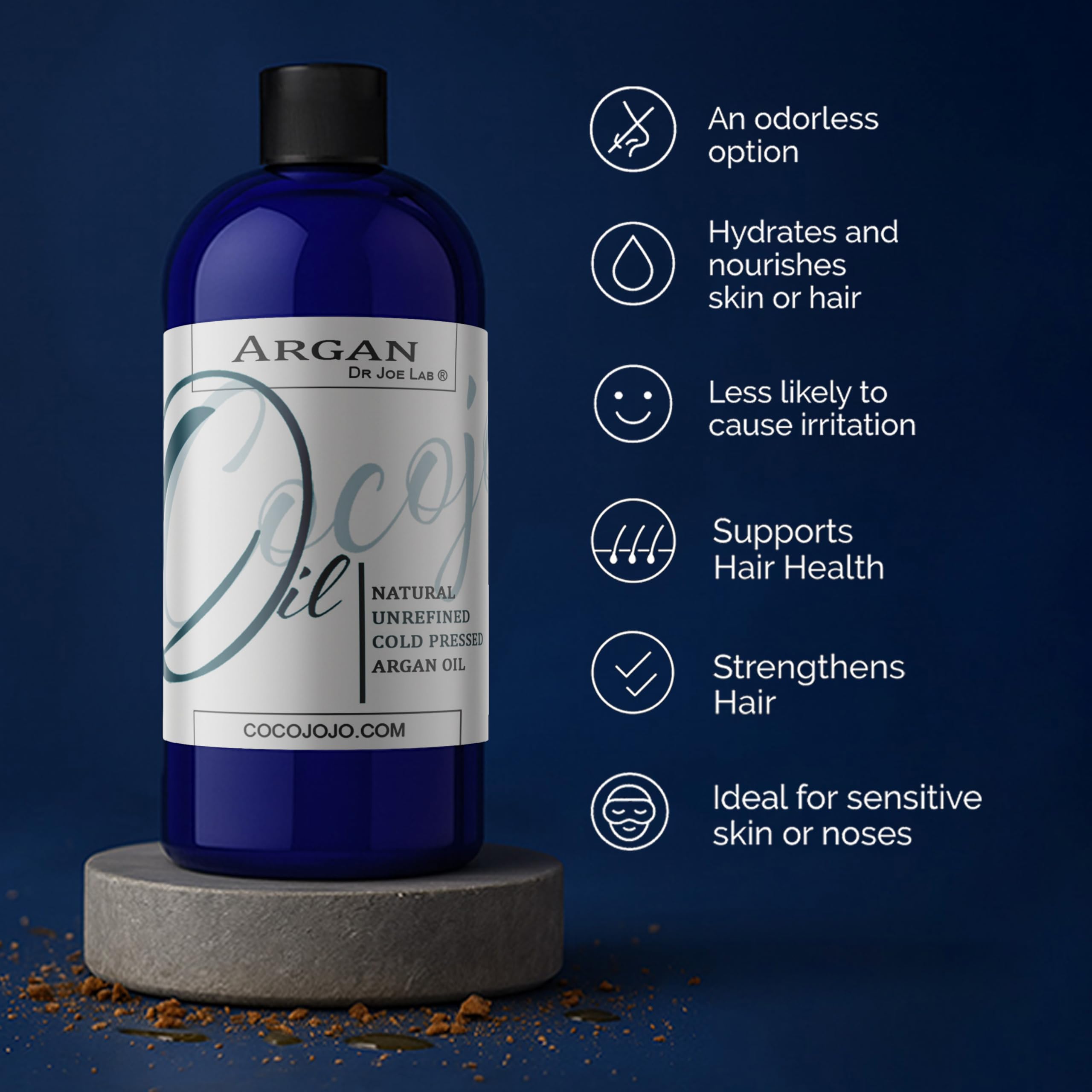 Dr Joe Lab Argan Nut Oil 32 oz – Pure Moroccan Marrakesh Oil for Hair, Skin, Nails & Beard