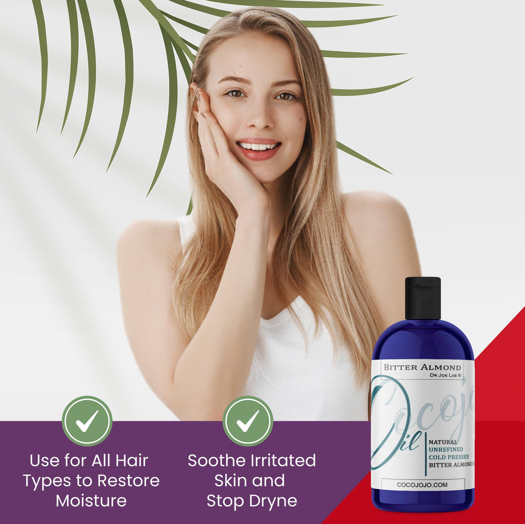 Dr Joe Lab Bitter Almond Oil – Pure Cold-Pressed 8 oz, All-Natural & Multi-Use