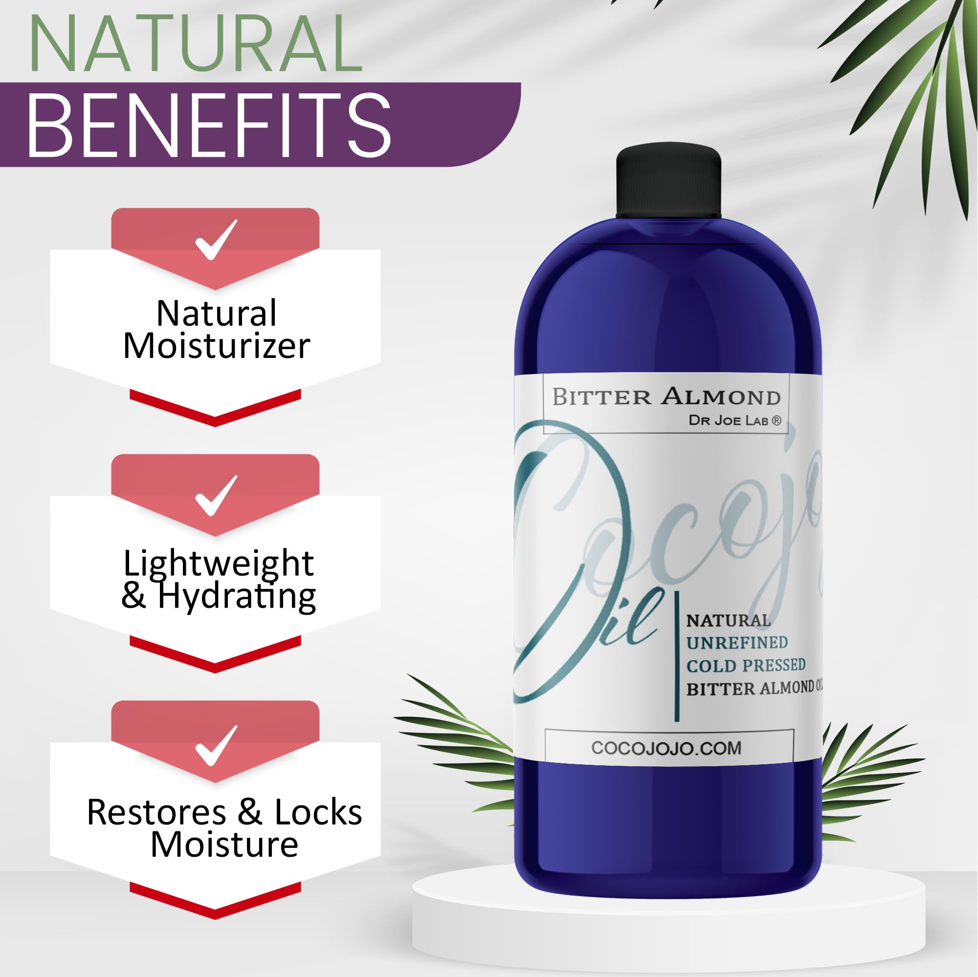 Dr Joe Lab Bitter Almond Oil – 32 oz Pure Unrefined Cold-Pressed Carrier Oil