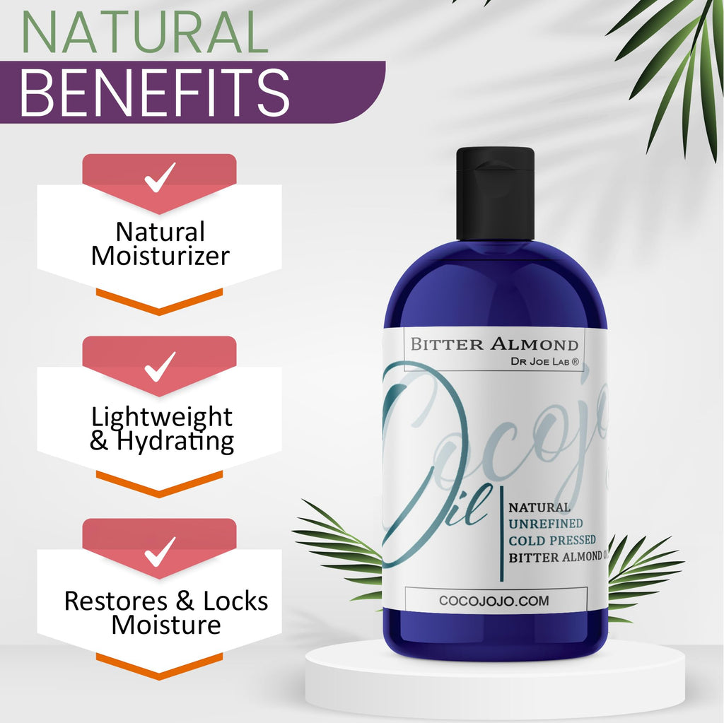 Dr Joe Lab Bitter Almond Oil – Pure Cold-Pressed 8 oz, All-Natural & Multi-Use