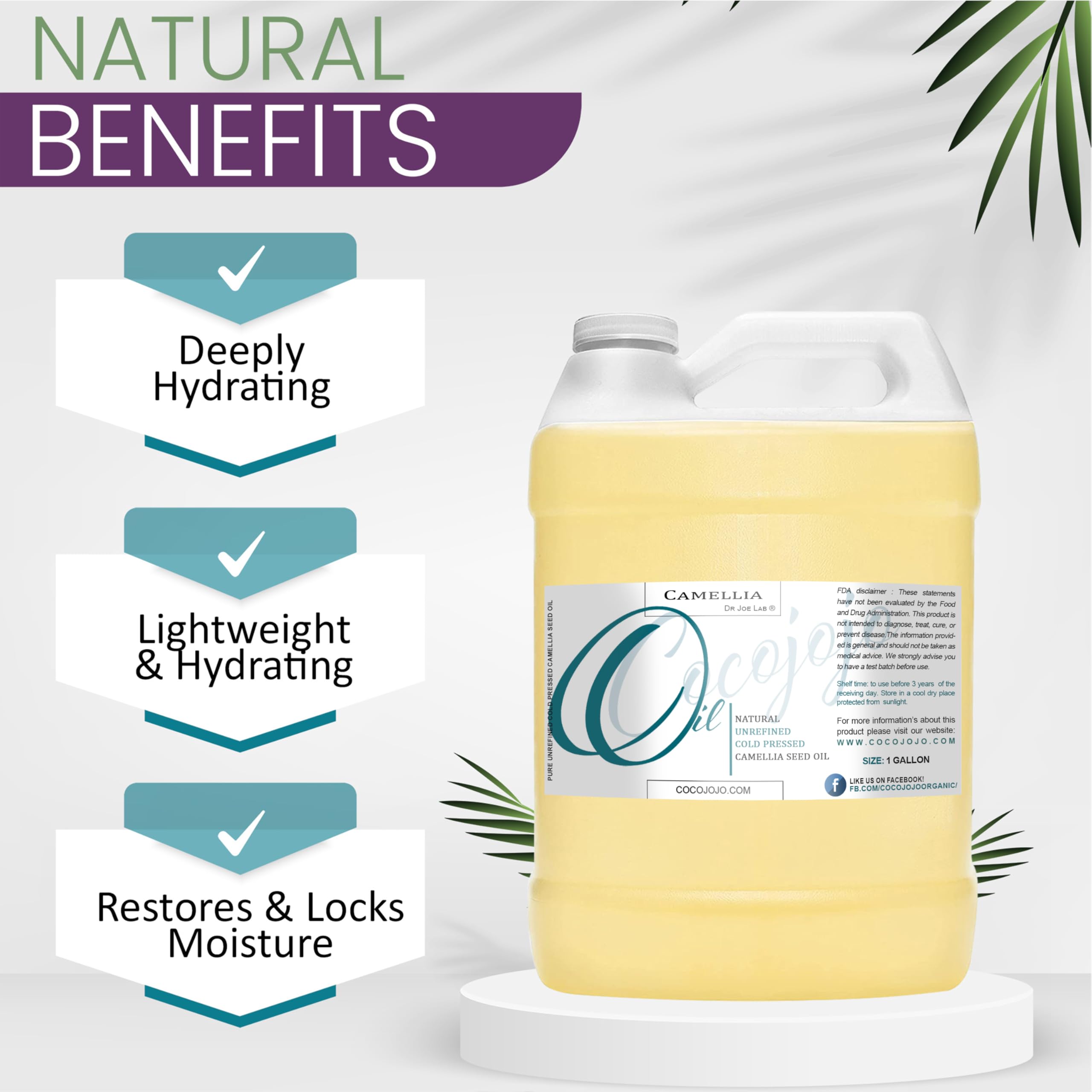 Dr Joe Lab Camellia Seed Oil 128 oz – Pure Cold-Pressed Camellia Seed Oil for Hair, Skin, Nails & Beard