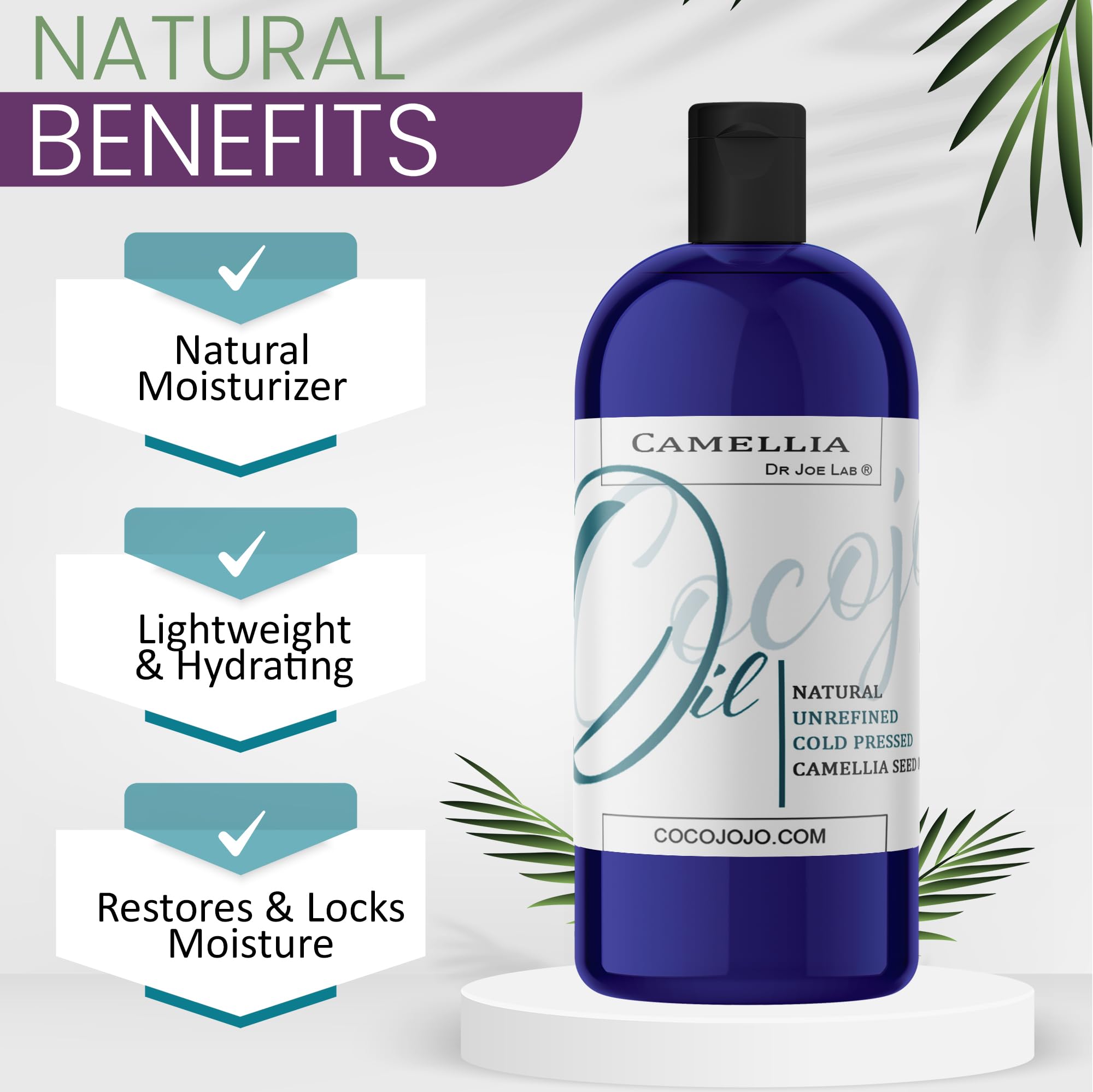 Dr Joe Lab Japanese Camellia Seed Oil – Pure, Cold-Pressed, Non-GMO, 8 oz for Skin, Hair, Nails