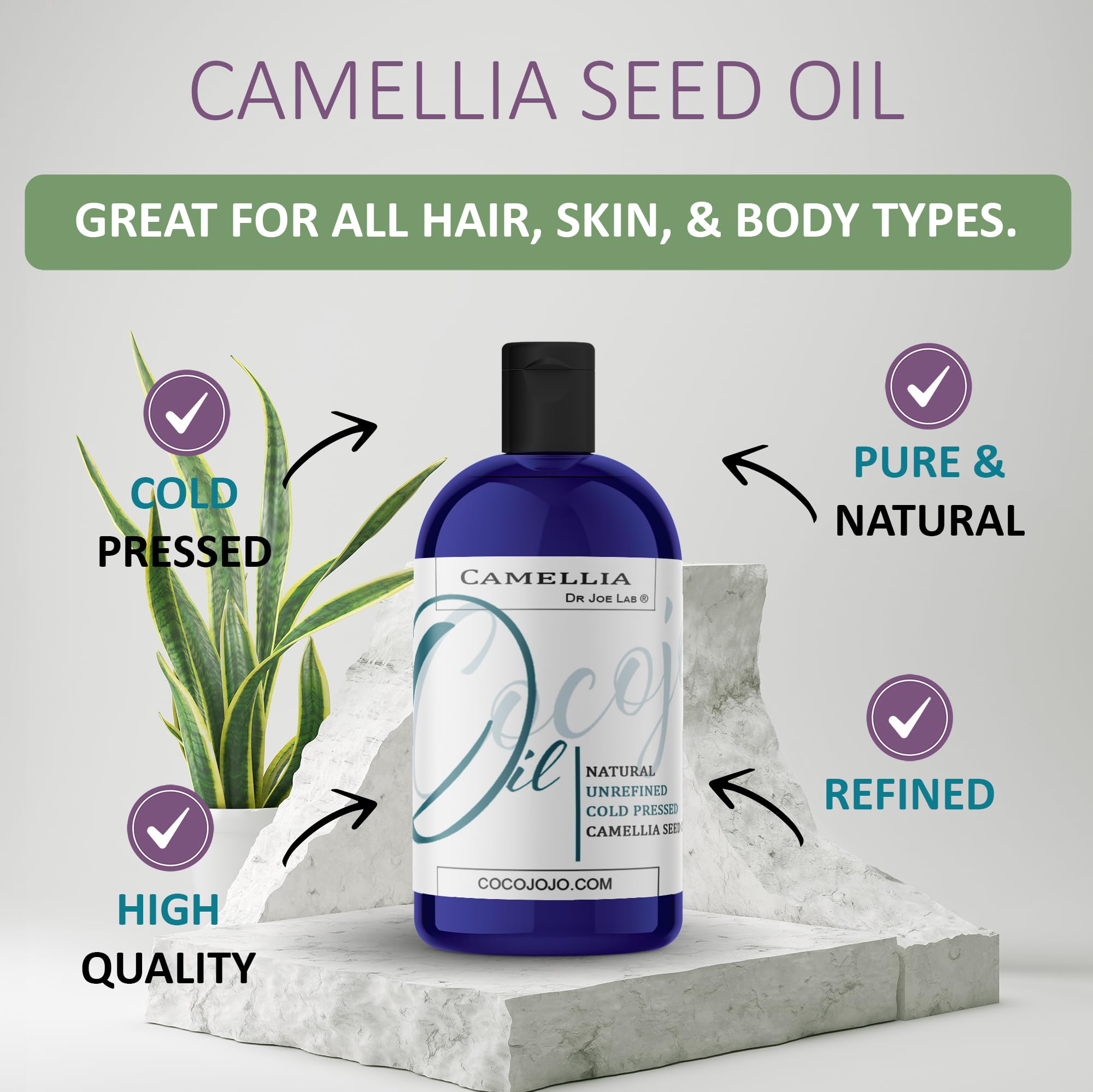 Dr Joe Lab Japanese Camellia Seed Oil — Pure, Cold-Pressed, Non-GMO 16 oz