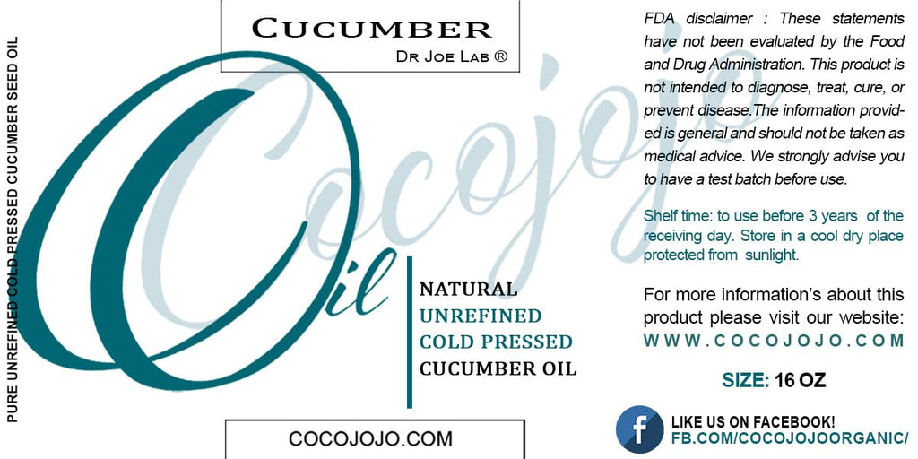 Dr Joe Lab Cucumber Seed Oil – Pure Cold-Pressed Virgin Carrier Oil, 16 oz