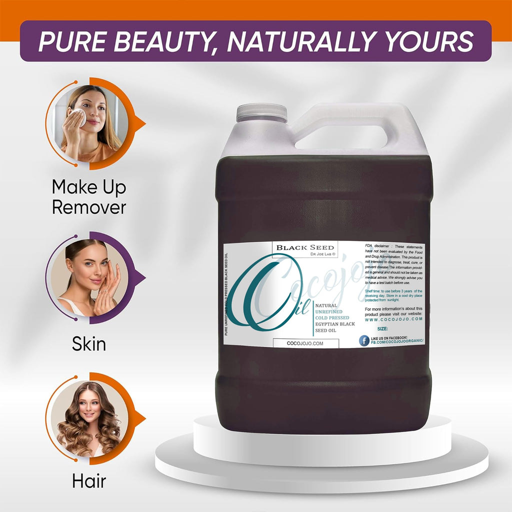 Dr Joe Lab Egyptian Black Seed Oil – Pure Cold-Pressed Black Cumin for Hair, Skin & Nails (128 oz)