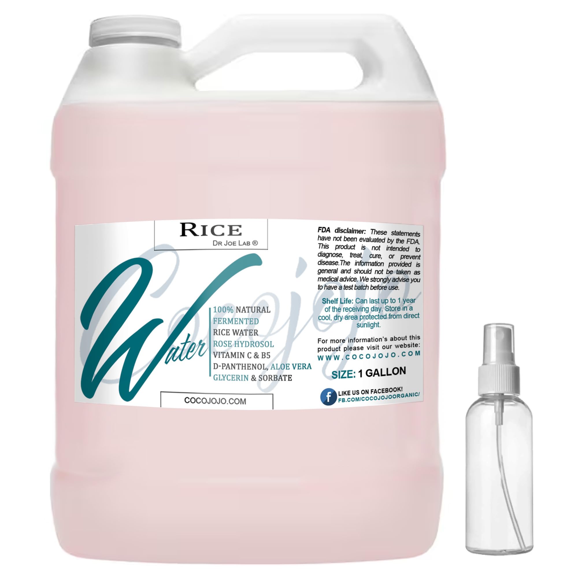 Dr Joe Lab Rice Water Growth Mix: Rose Hydrosol Toner, Aloe Vera & Pro Vitamin B5, Alcohol-Free Spray (128 oz)