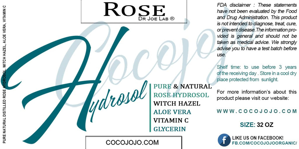 Dr Joe Lab Rose Water Hydrosol – Glycerin, Aloe Vera, Vitamin C & Witch Hazel (32 oz)