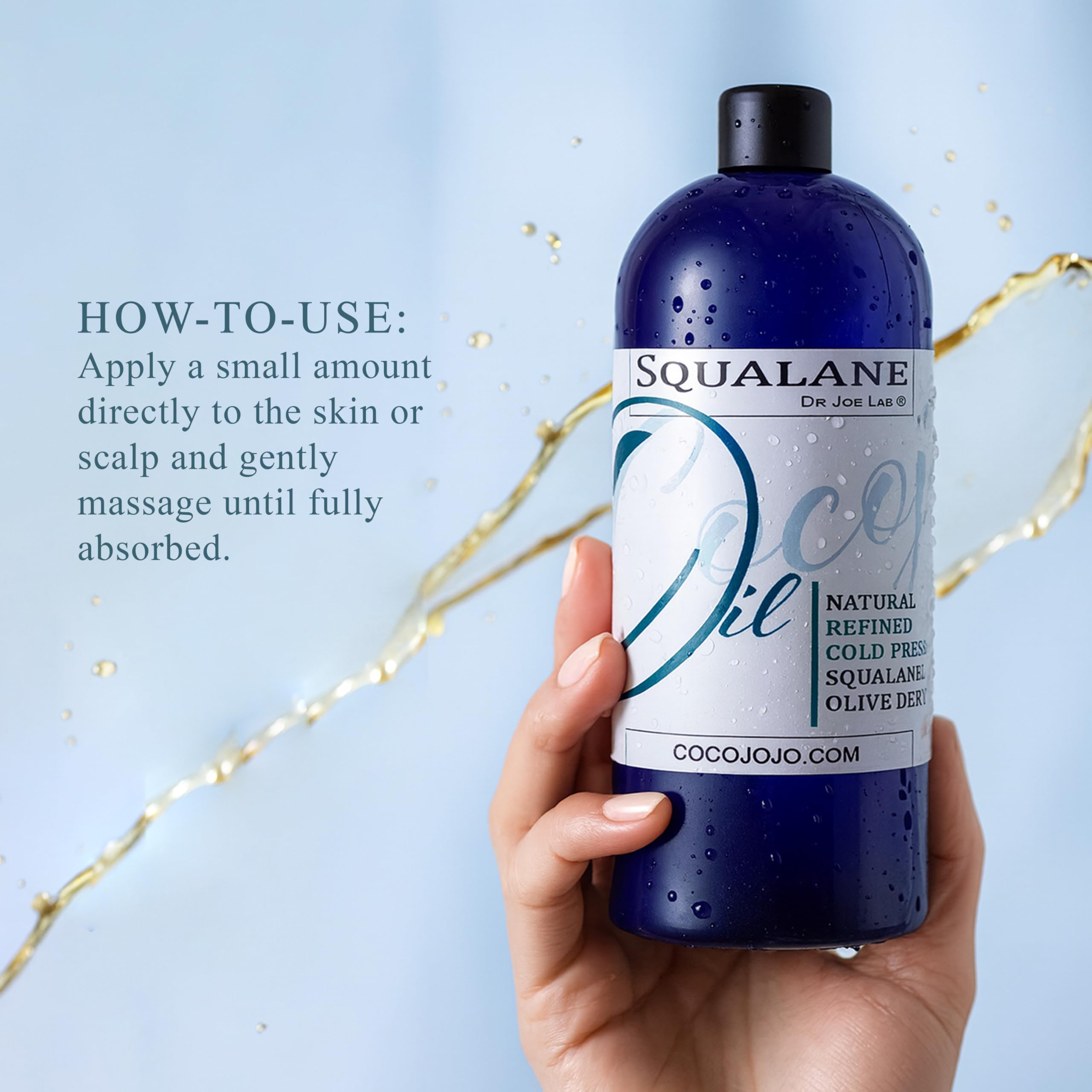 Dr Joe Lab Squalane Oil – Pure Plant-Derived Olive Squalane, Vegan, Cold-Pressed, 16 oz