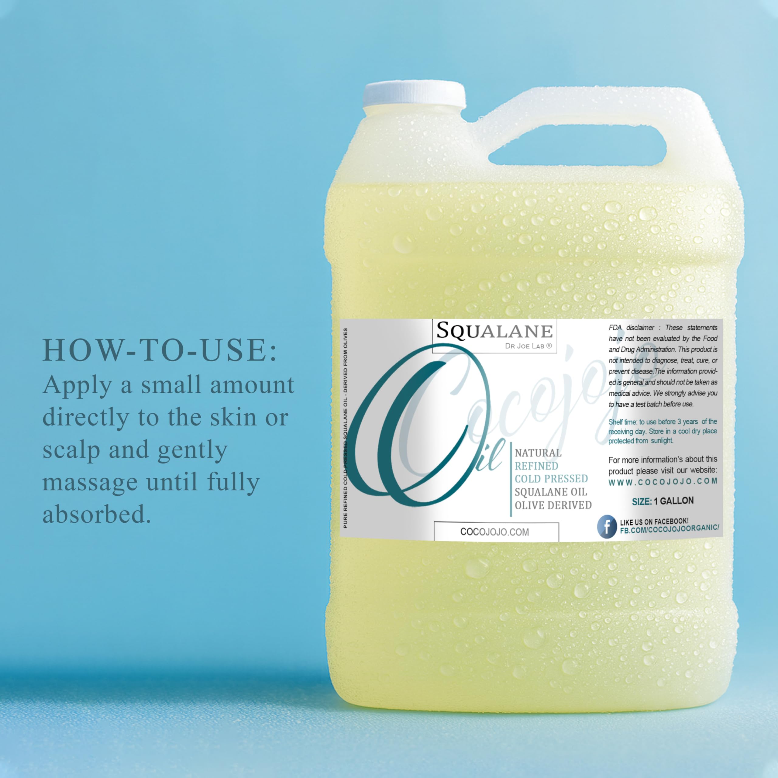 Dr Joe Lab Squalane Oil – Pure Olive-Derived Vegan Carrier Oil for Face, Skin, Hair & Body (1 Gal)